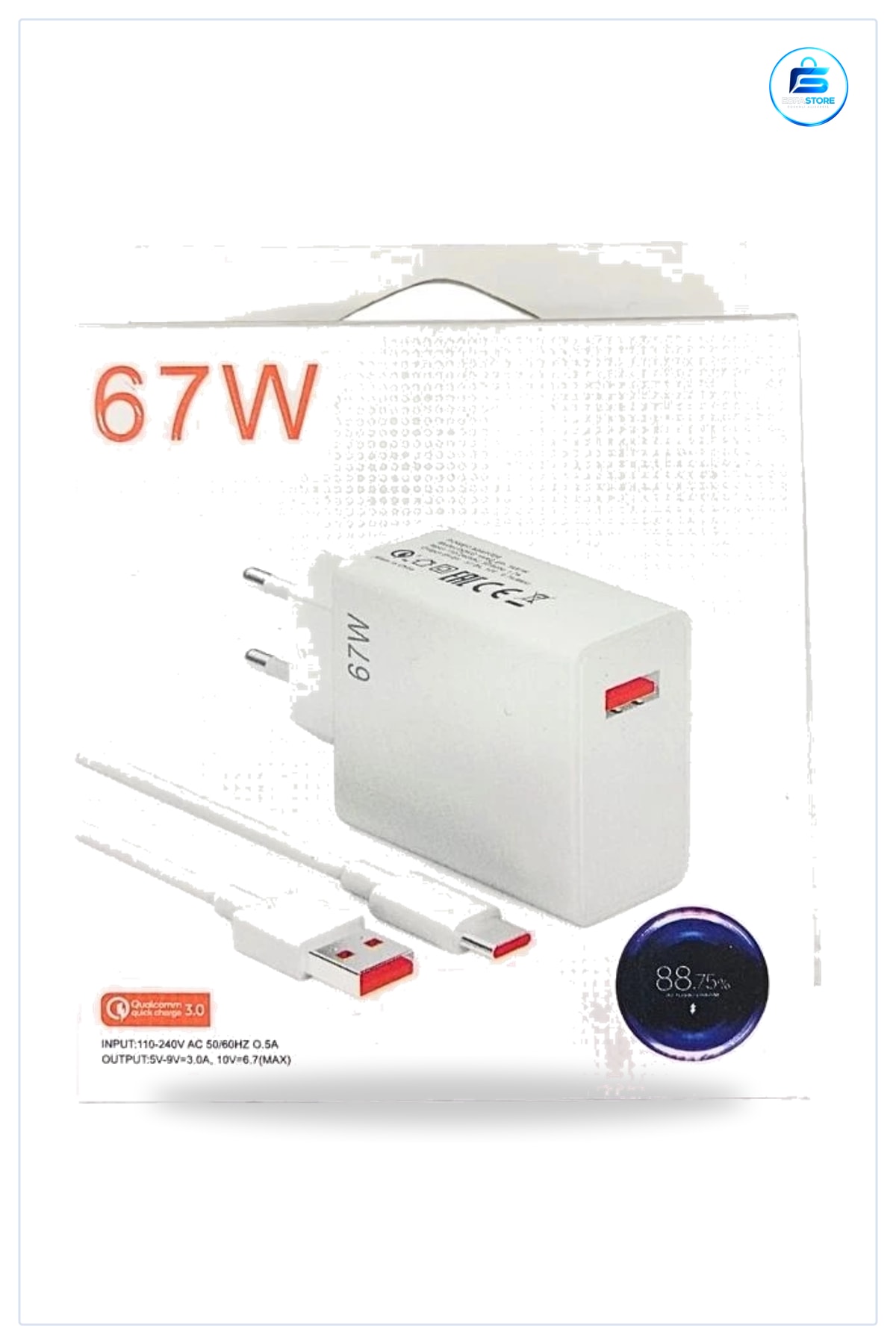 Şarj Aleti 67 W Hızlı Adaptör USB Type C Kablolu Set Telefon Uyumlu Başlık ve Kablo