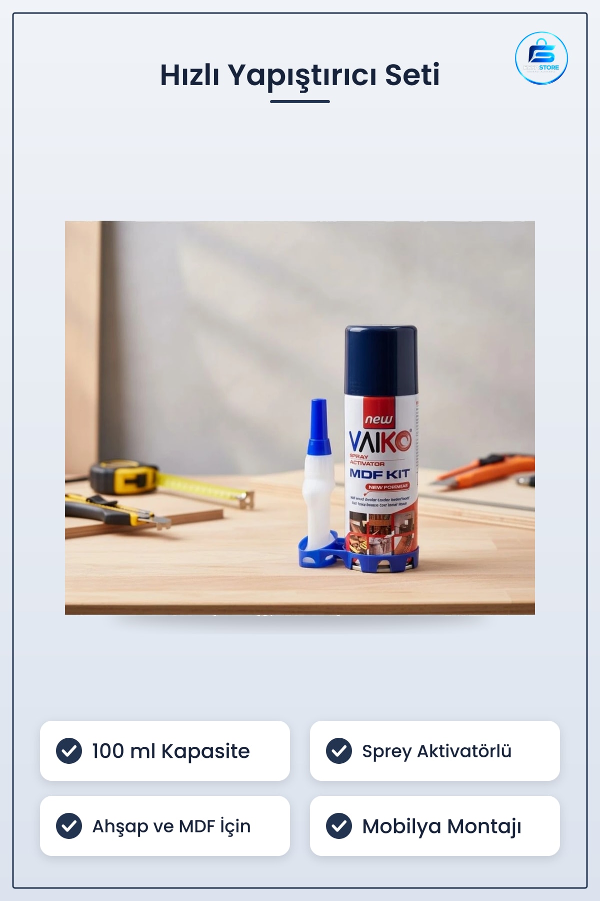 Hızlı Yapıştırıcı 100 ml Sprey Aktivatörlü MDF Kiti Ahşap Birleştirme ve Montaj İşleri İçin
