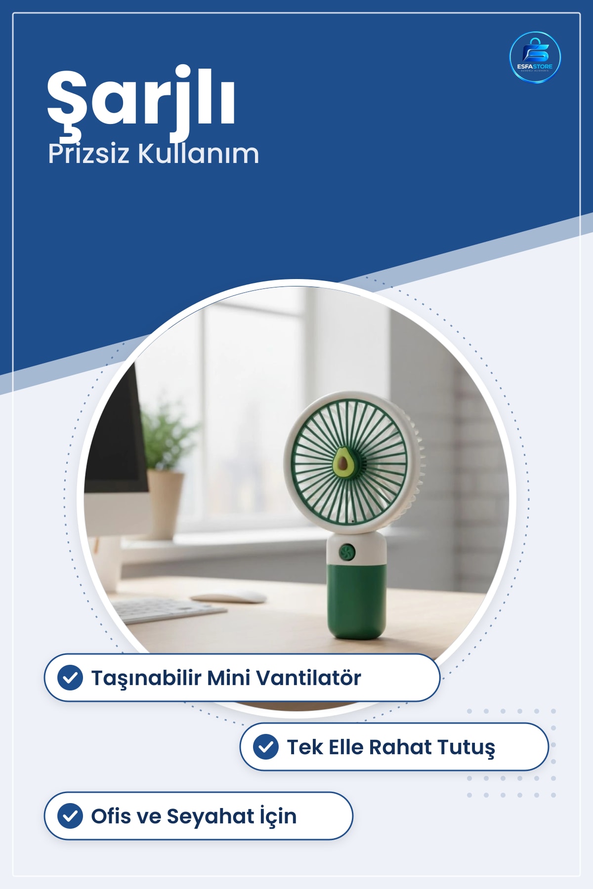 Şarjlı El Fanı Taşınabilir Mini Vantilatör Kişisel Serinletici Ofis Seyahat Yaz Masaüstü Fan