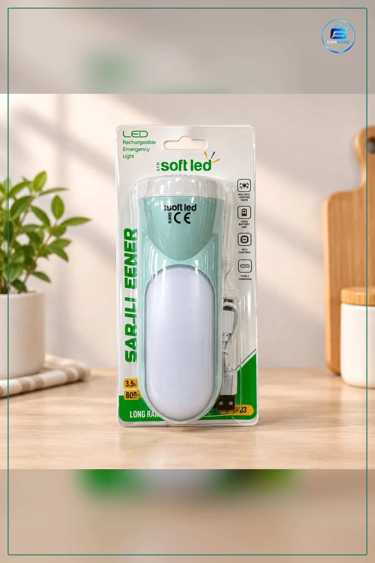 Şarjlı El Feneri LED Taşınabilir Kamp ve Acil Durum Aydınlatma USB C Girişli Şarj Edilebilir