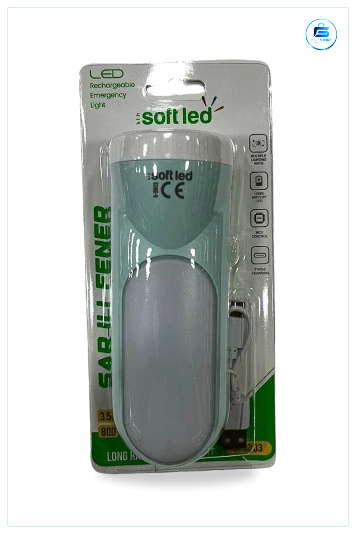 Şarjlı El Feneri LED Taşınabilir Kamp ve Acil Durum Aydınlatma USB C Girişli Şarj Edilebilir