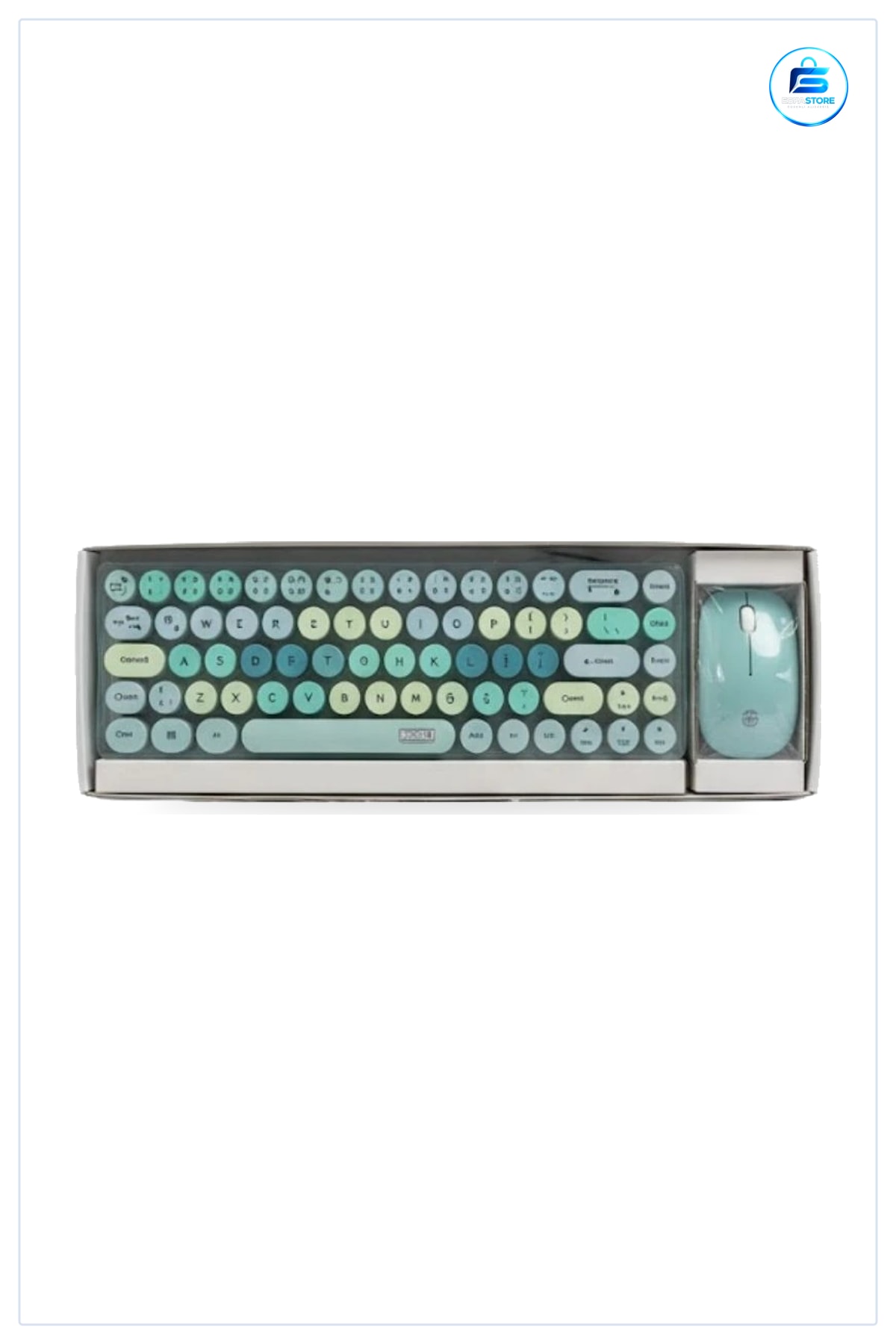 Kablosuz Klavye Mouse Set Yeşil Yuvarlak Tuşlu Masaüstü Ofis ve Ev Bilgisayar Çevre Birimi