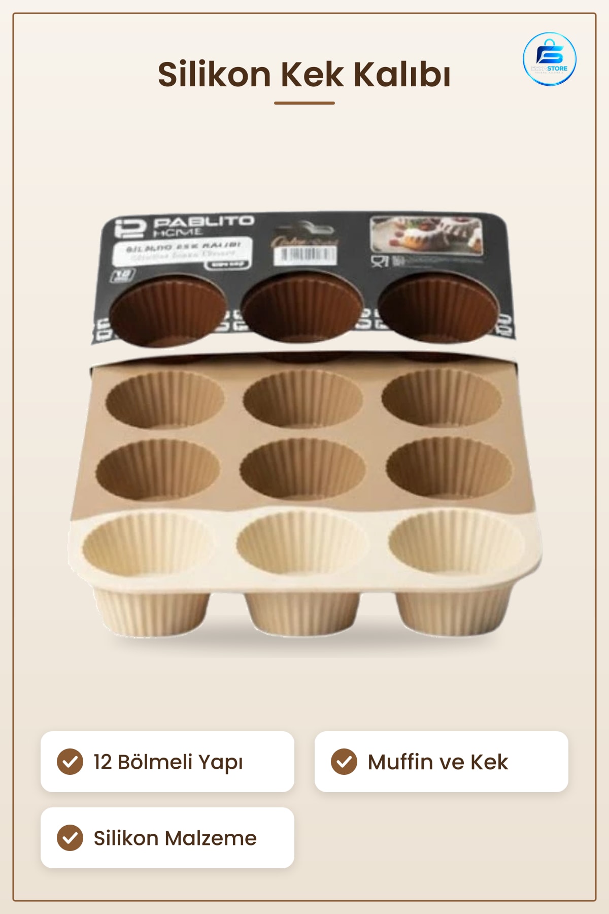 Silikon Kek Kalıbı 12 Bölmeli Birleşik Muffin Fırın Tepsisi Mutfak Pişirme Aksesuarı