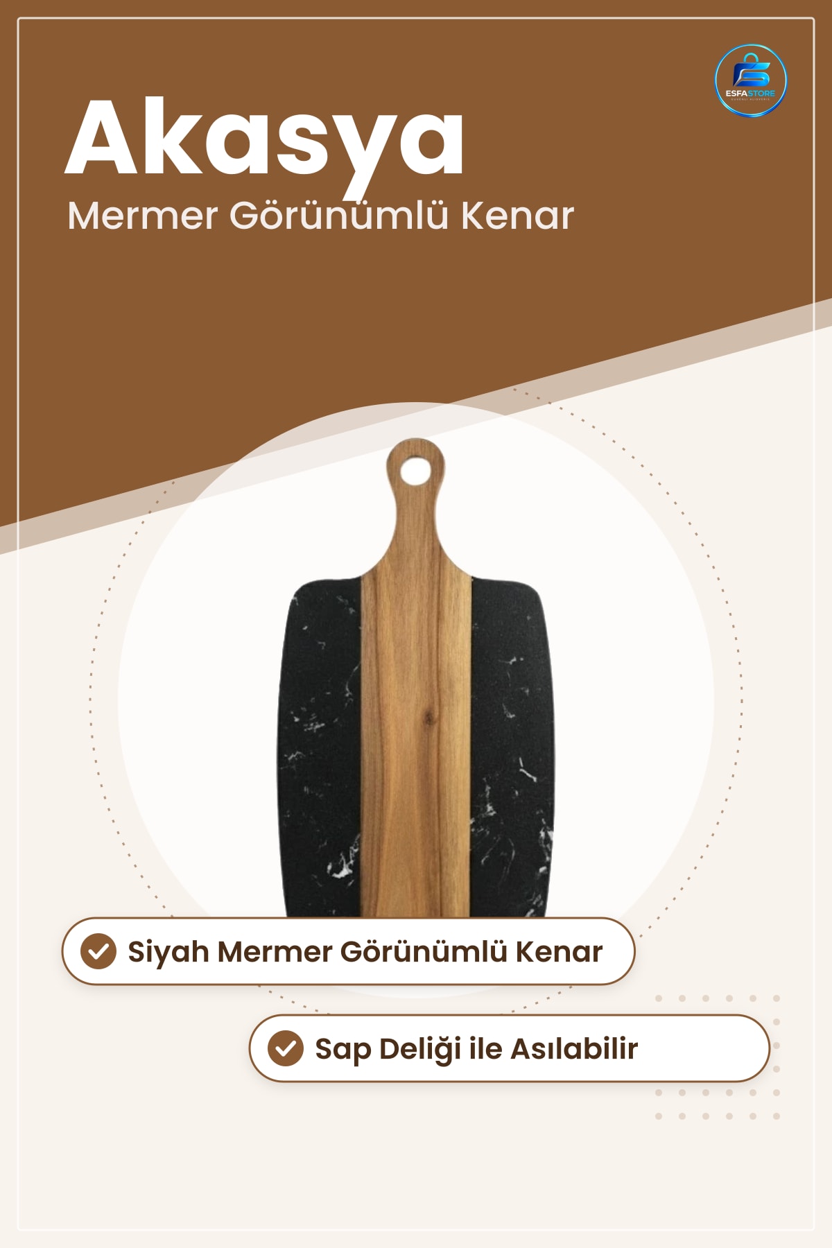 Akasya Mermer Sunum Kesme Tahtası Ahşap Servis Peynir Kahvaltı Mutfak Sofra Şık Kullanışlı