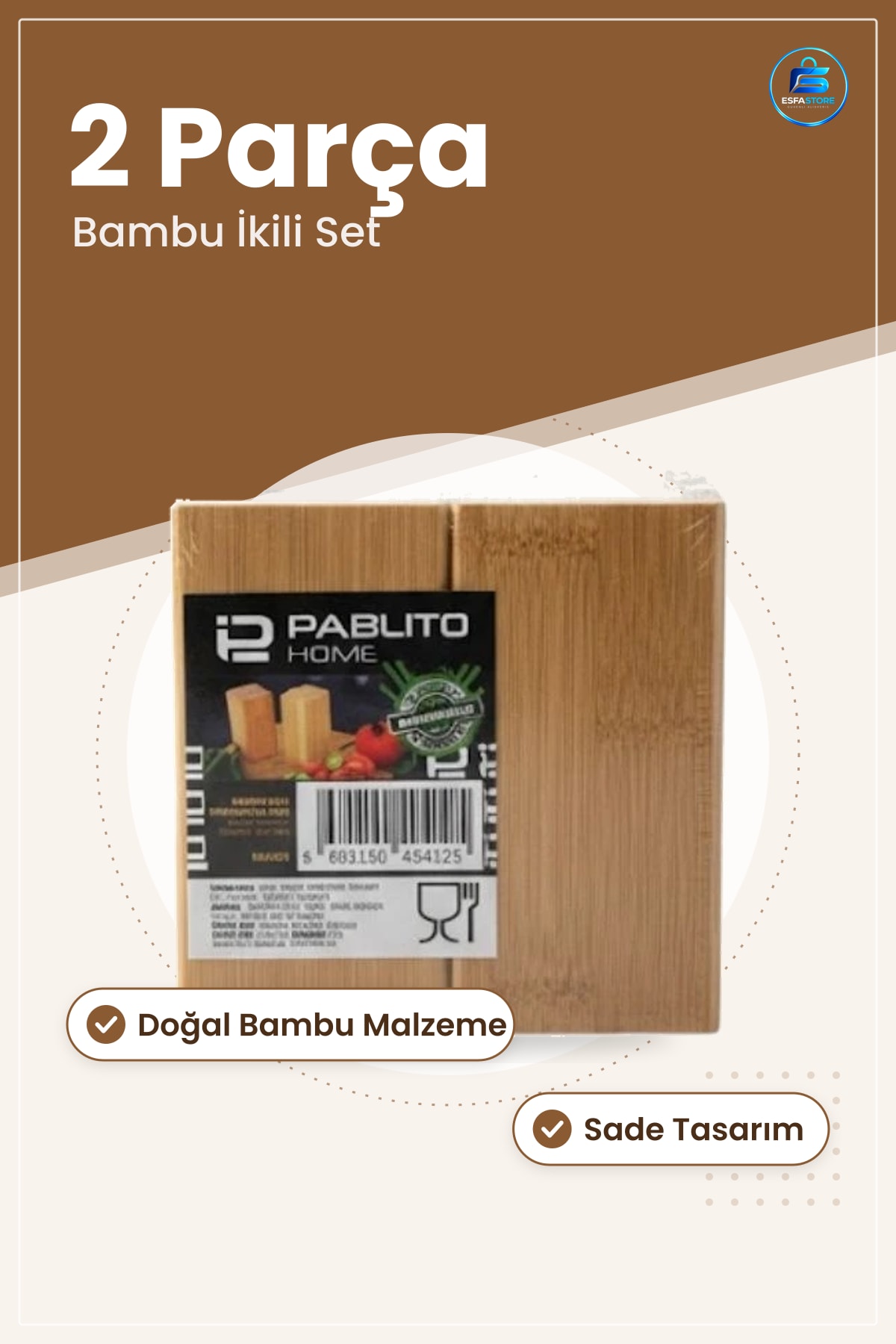 Tuzluk Biberlik Bambu İkili Set 2 Parça Doğal Malzeme Sofra Masa Mutfak Kullanımı Sade Tasarım