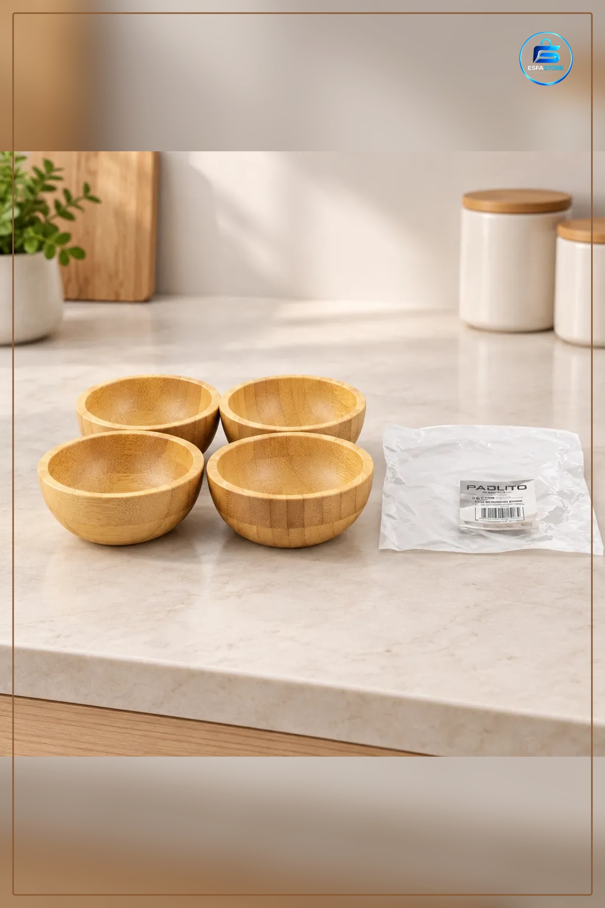 Bambu Mini Çerezlik Kase 4'lü Set Atıştırmalık Sunumluk Doğal Servis Küçük Porsiyon Sofra Kasesi