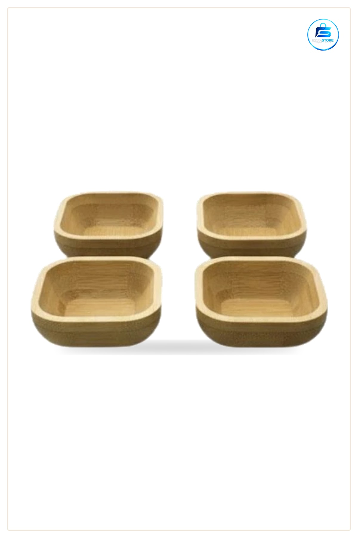 Bambu Mini Kare Kase 4'lü Çerezlik Kuruyemiş Atıştırmalık Sunum Mutfak Sofra Dekoratif