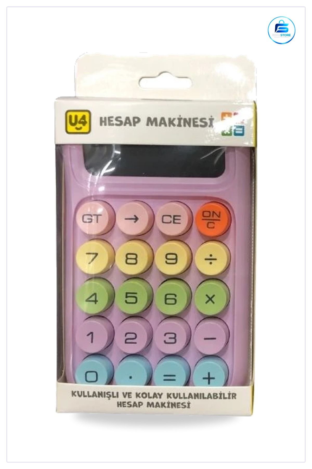 Hesap Makinesi Haneli Pilli Pastel Renkli Yuvarlak Tuşlu Ofis Okul Ev Günlük Hesaplama Aracı