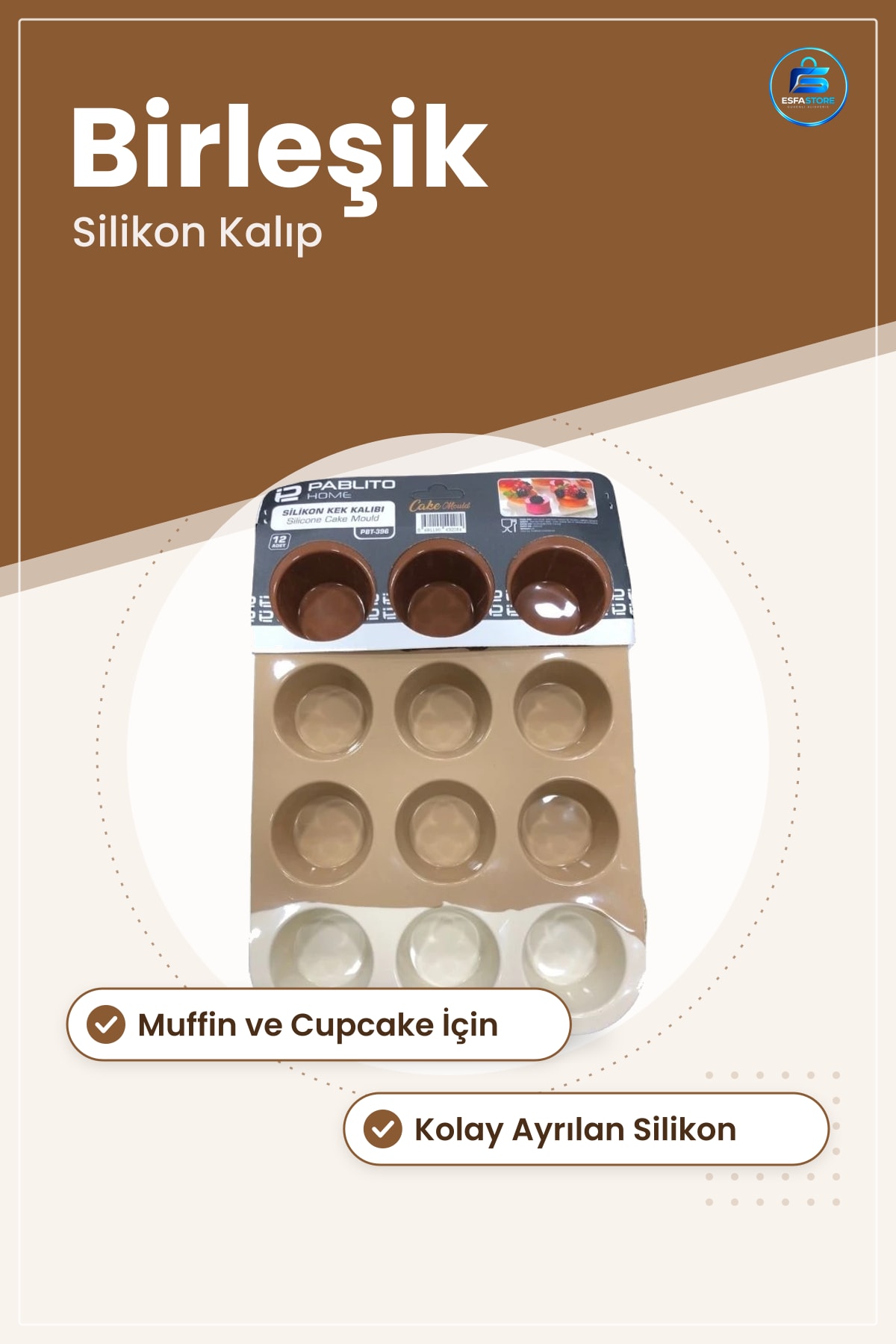 Birleşik Silikon Kek Kalıbı Fırında Muffin ve Cupcake Pişirme Mutfak Tepsisi Ev Mutfağı İçin