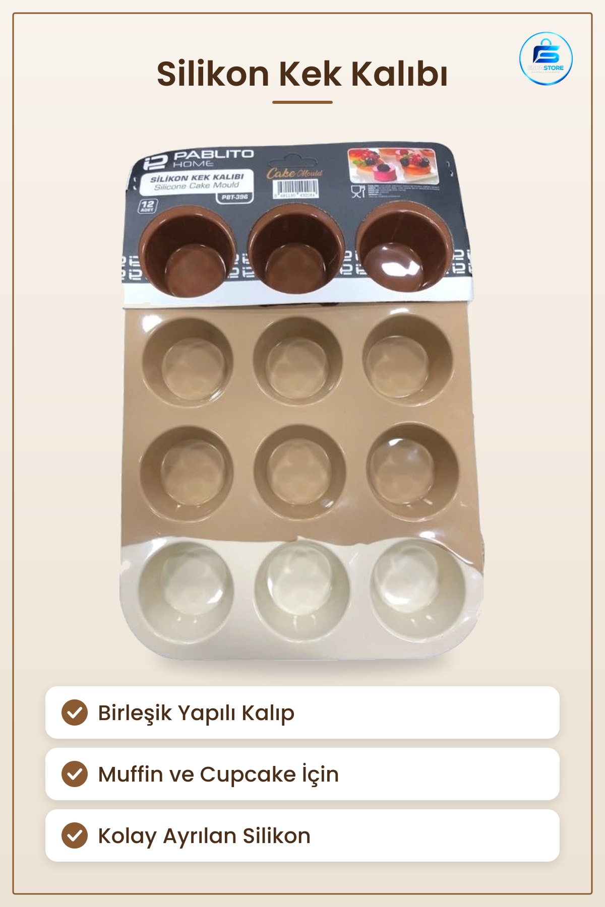Birleşik Silikon Kek Kalıbı Fırında Muffin ve Cupcake Pişirme Mutfak Tepsisi Ev Mutfağı İçin