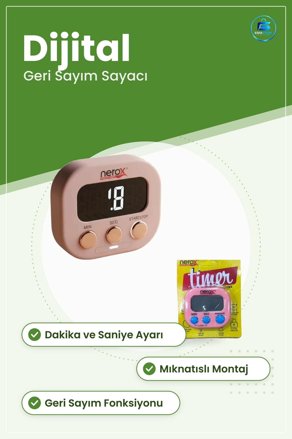 Elektronik Zamanlayıcı Mıknatısı Mutfak Dijital Pişirme Süresi Dakika Saniye Ayarlı Sayaç