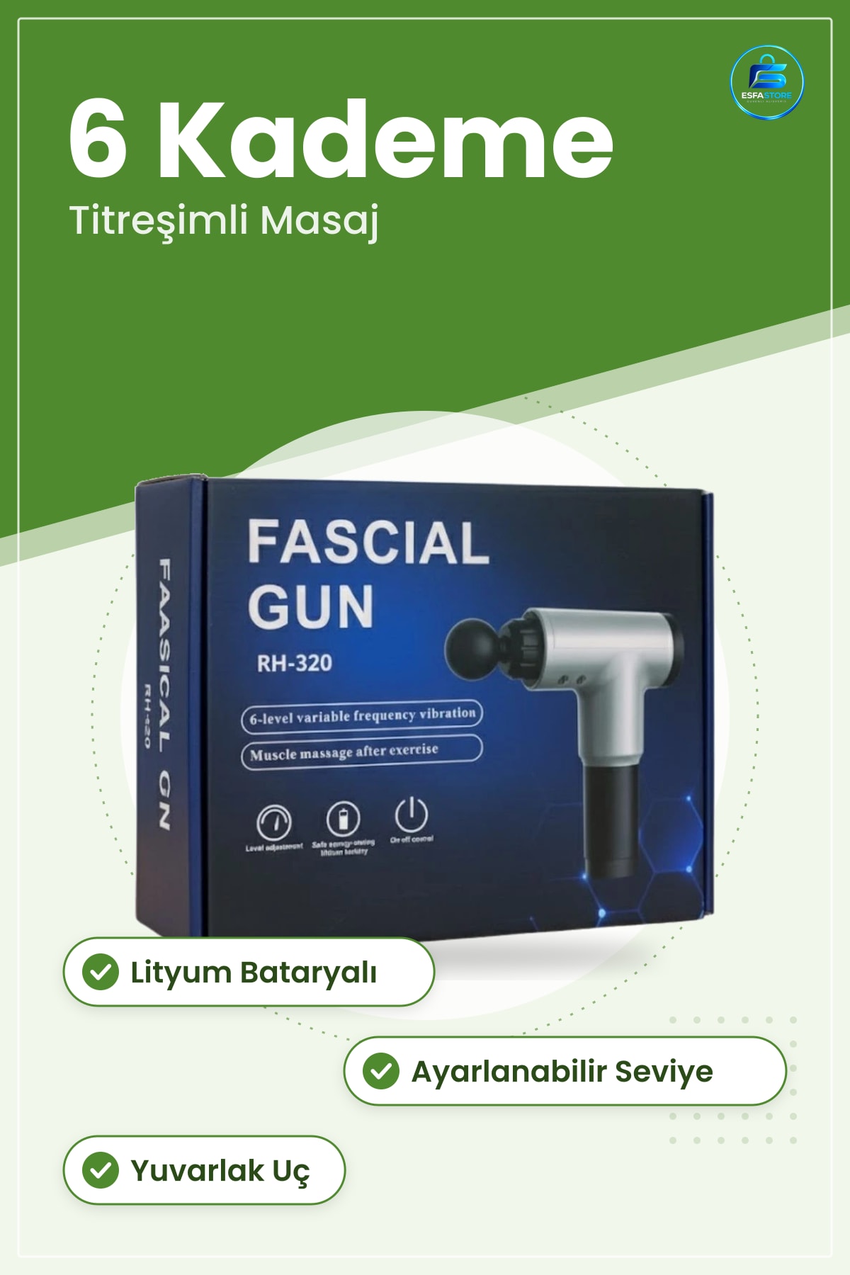 Masaj Tabanca sı Fascial Gun 6 Kademeli Titreşimli Kas Gevşetici Lityum Bataryalı Kişisel Bakım