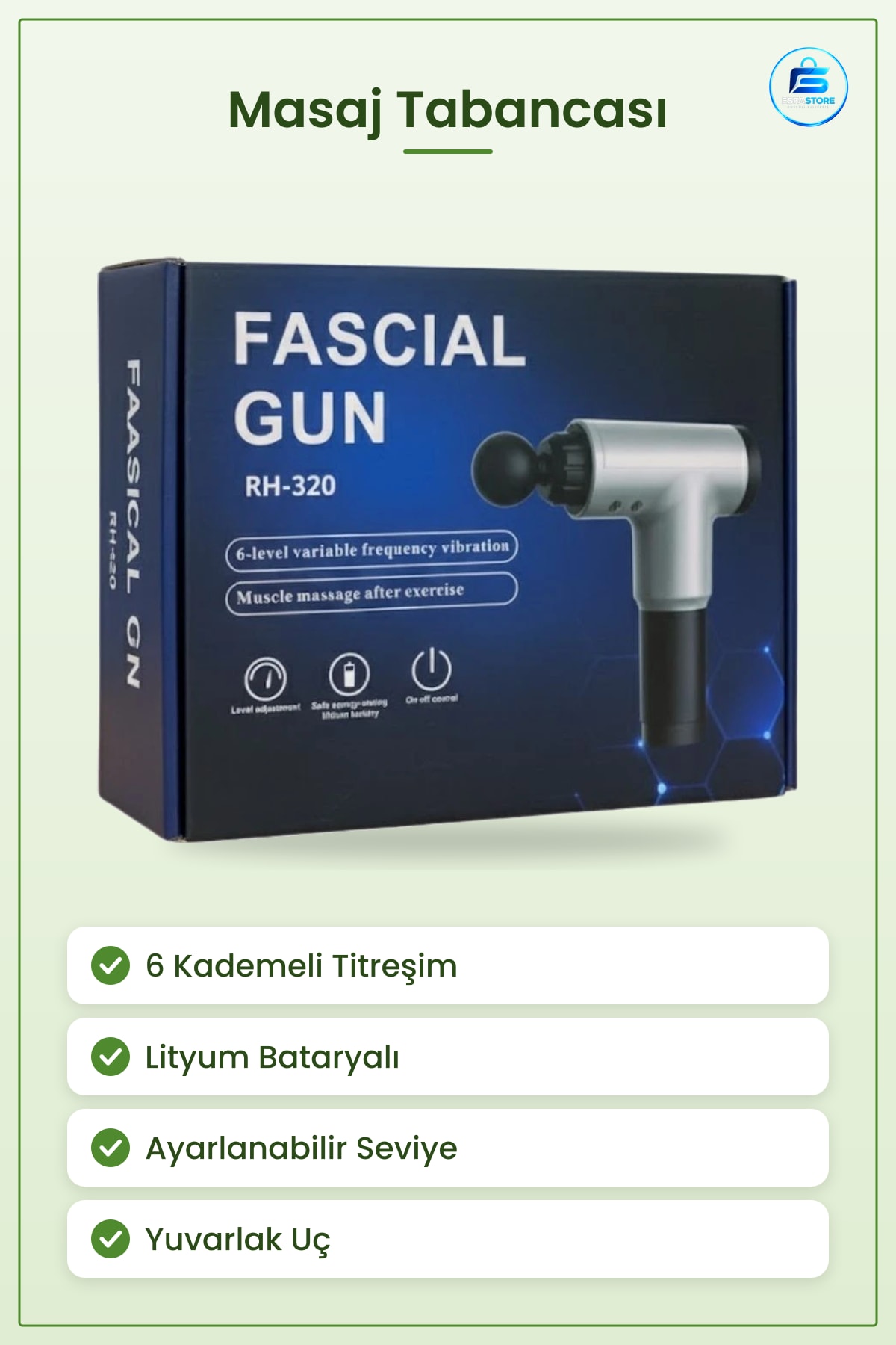 Masaj Tabanca sı Fascial Gun 6 Kademeli Titreşimli Kas Gevşetici Lityum Bataryalı Kişisel Bakım