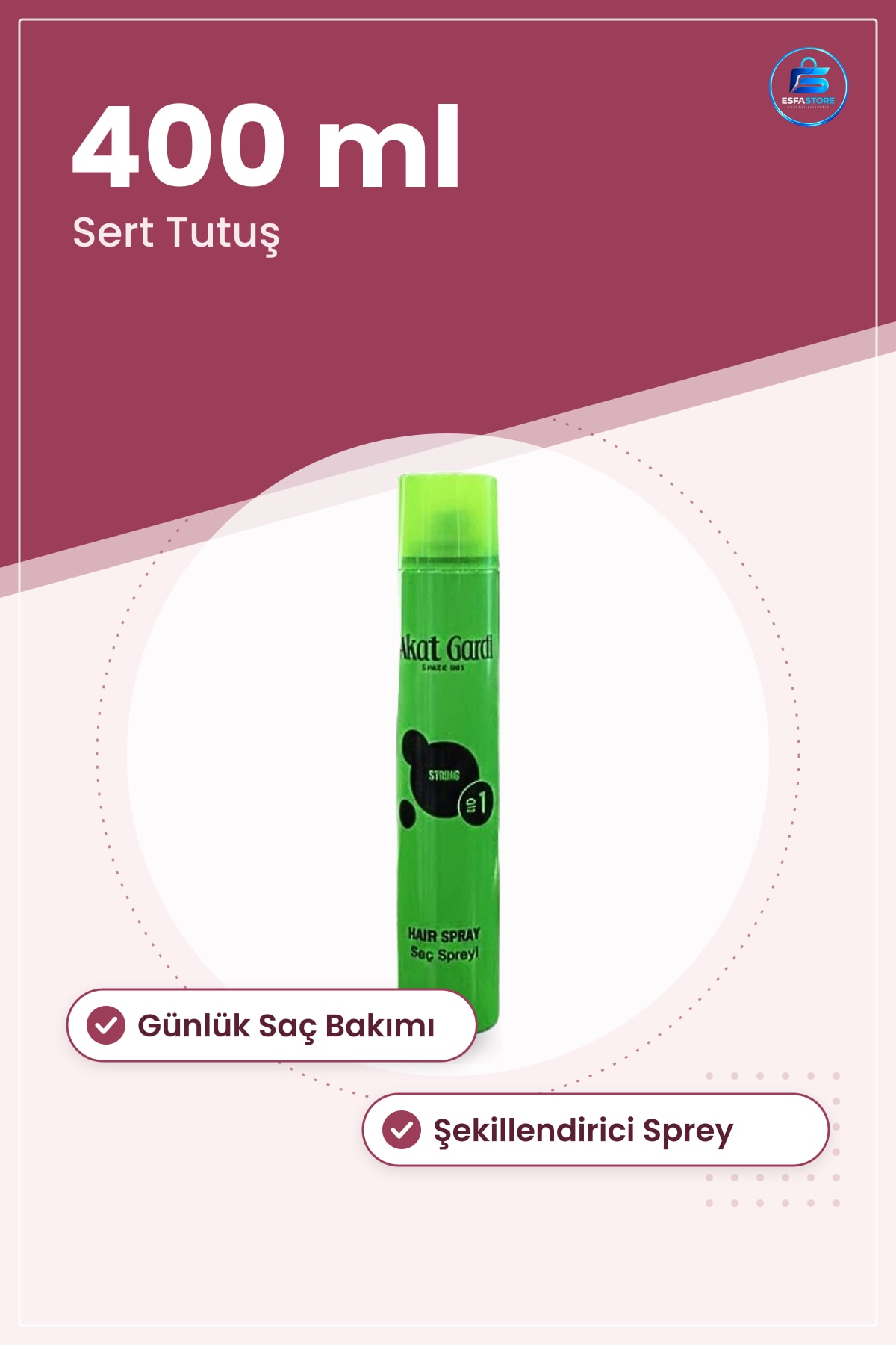 Saç Spreyi Büyük Yeşil 400 ml Sert Tutuş Şekillendirici Kalıcı Fiksaj Günlük Kullanım
