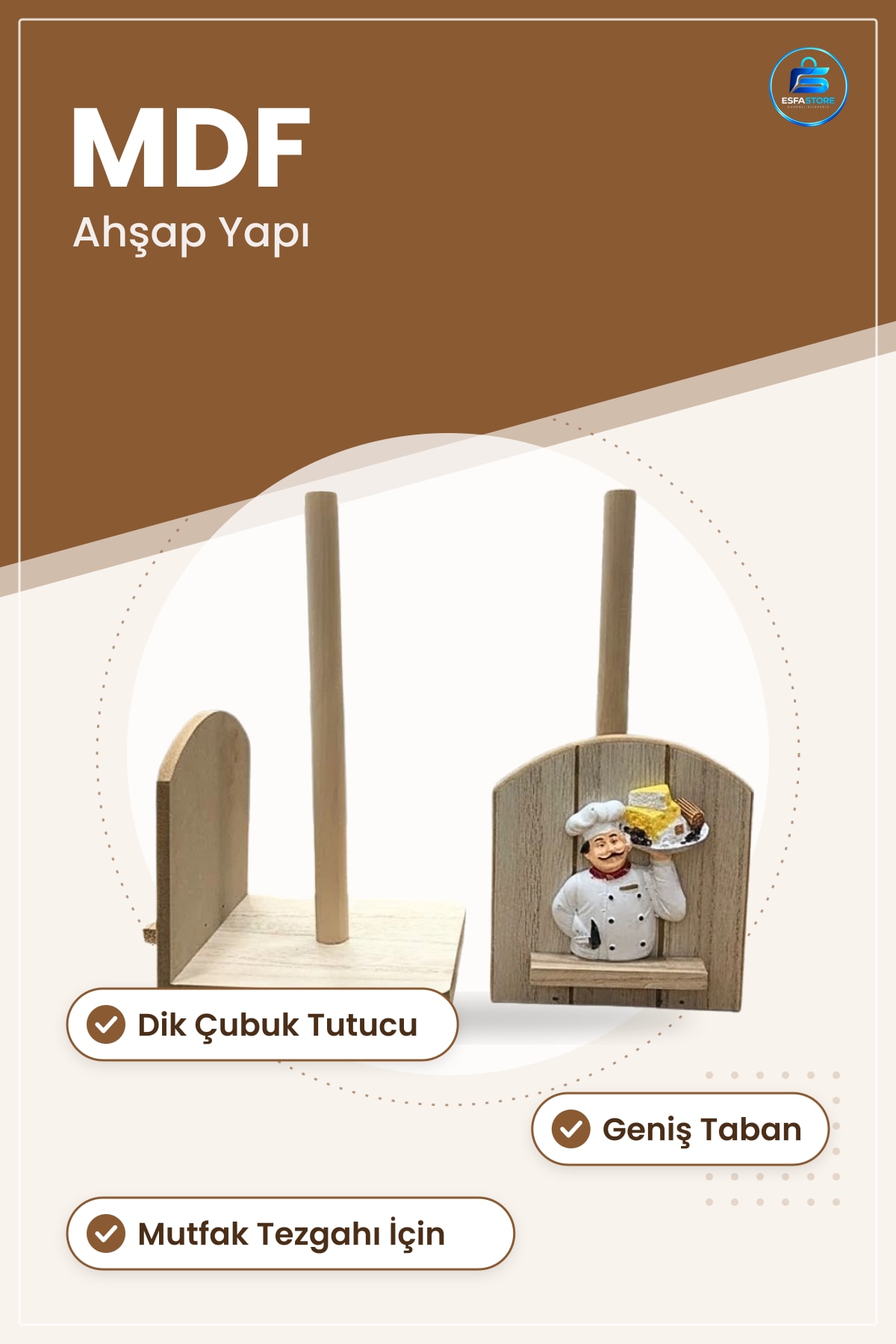Kağıt Havluluk Ahşap MDF Mutfak Düzenleyici Rulo Havlu Tutucu Ev Saklama Düzenleme