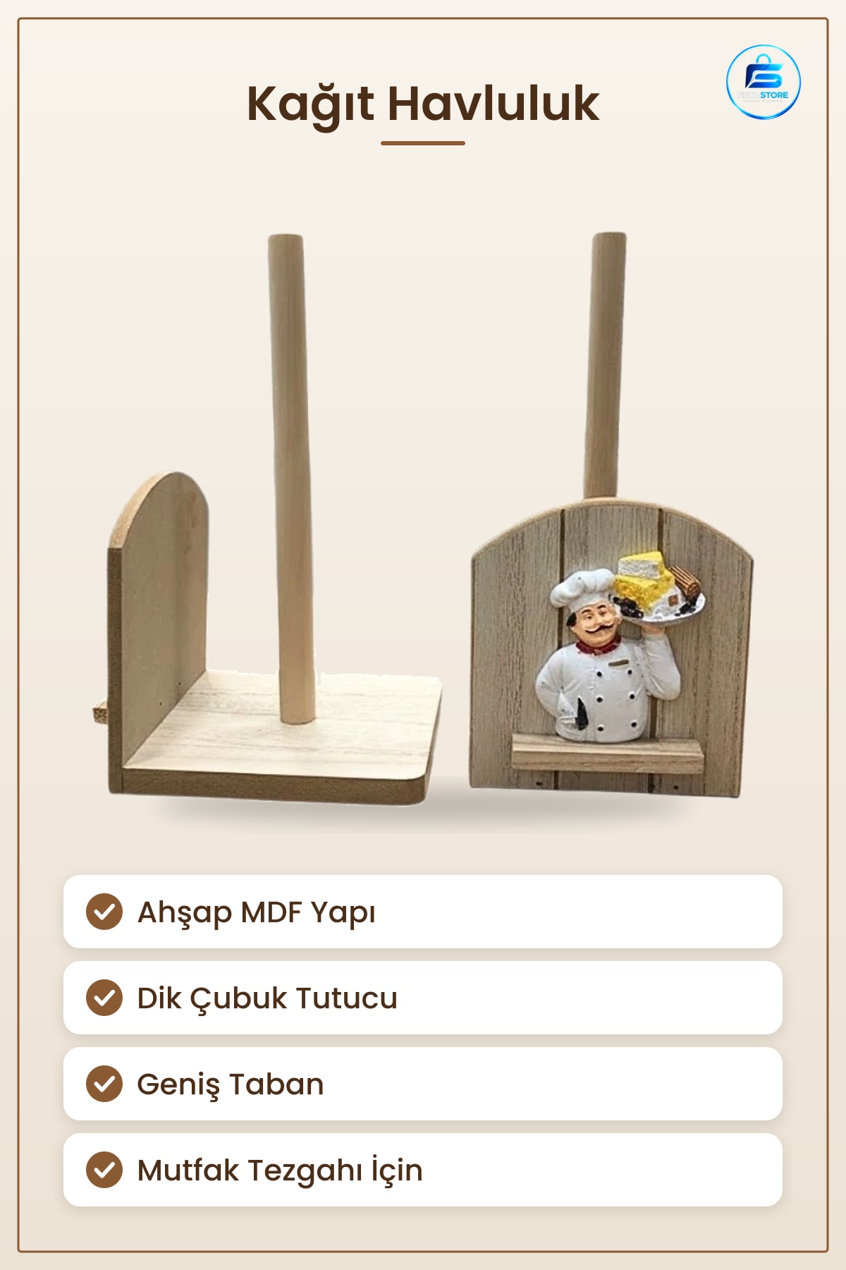 Kağıt Havluluk Ahşap MDF Mutfak Düzenleyici Rulo Havlu Tutucu Ev Saklama Düzenleme