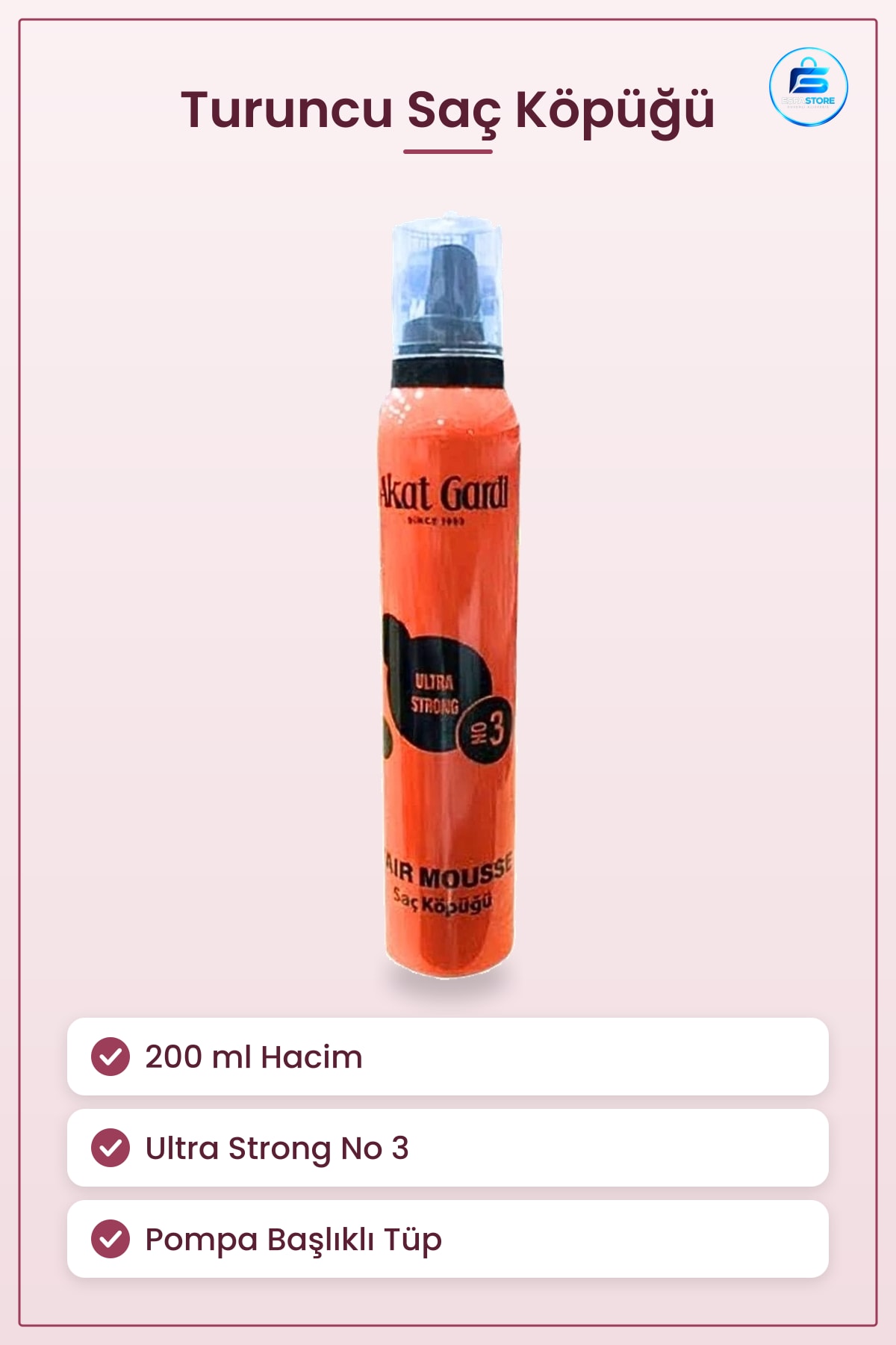 Saç Köpüğü 200 ml Turuncu Ultra Strong Şekillendirici Hair Mousse Kolay Kişisel Bakım