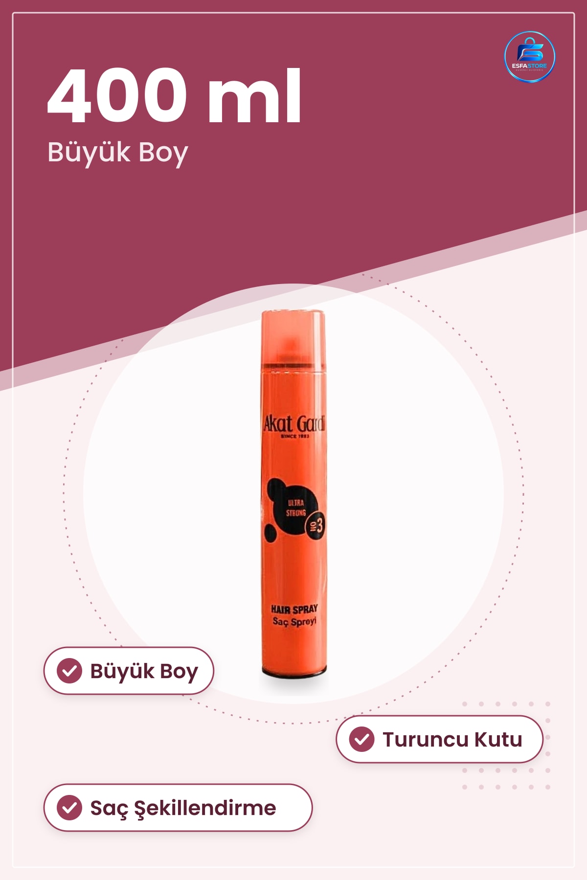 Saç Spreyi 400 ml Büyük Turuncu Şekillendirici Fiksaj Düzenleyici Kozmetik Kişisel Bakım