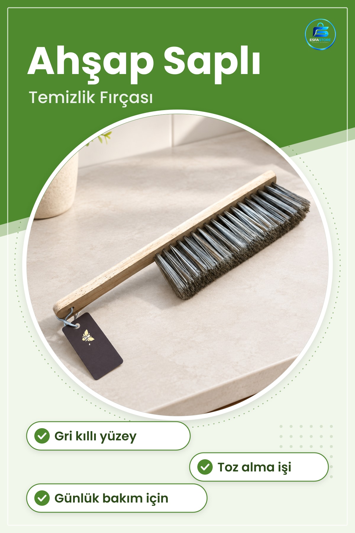 Temizlik Fırçası Mobilya Yüzey Toz Alma Ahşap Saplı Günlük Bakım İçin Pratik Kullanım
