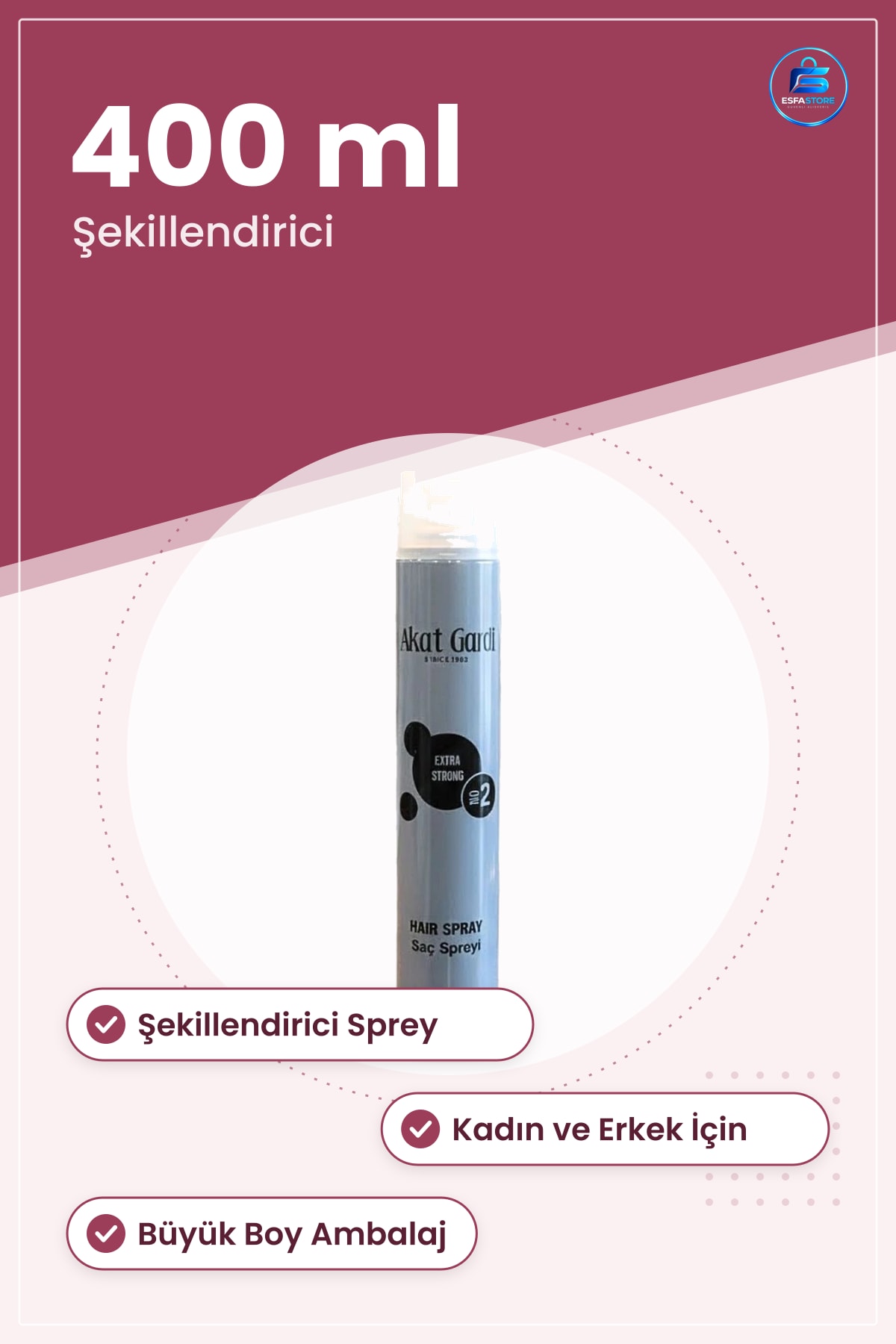 Saç Spreyi 400 ml Büyük Gri Şekillendirici Bakım Ürünü Kadın Erkek İçin Modelleme Kozmetik