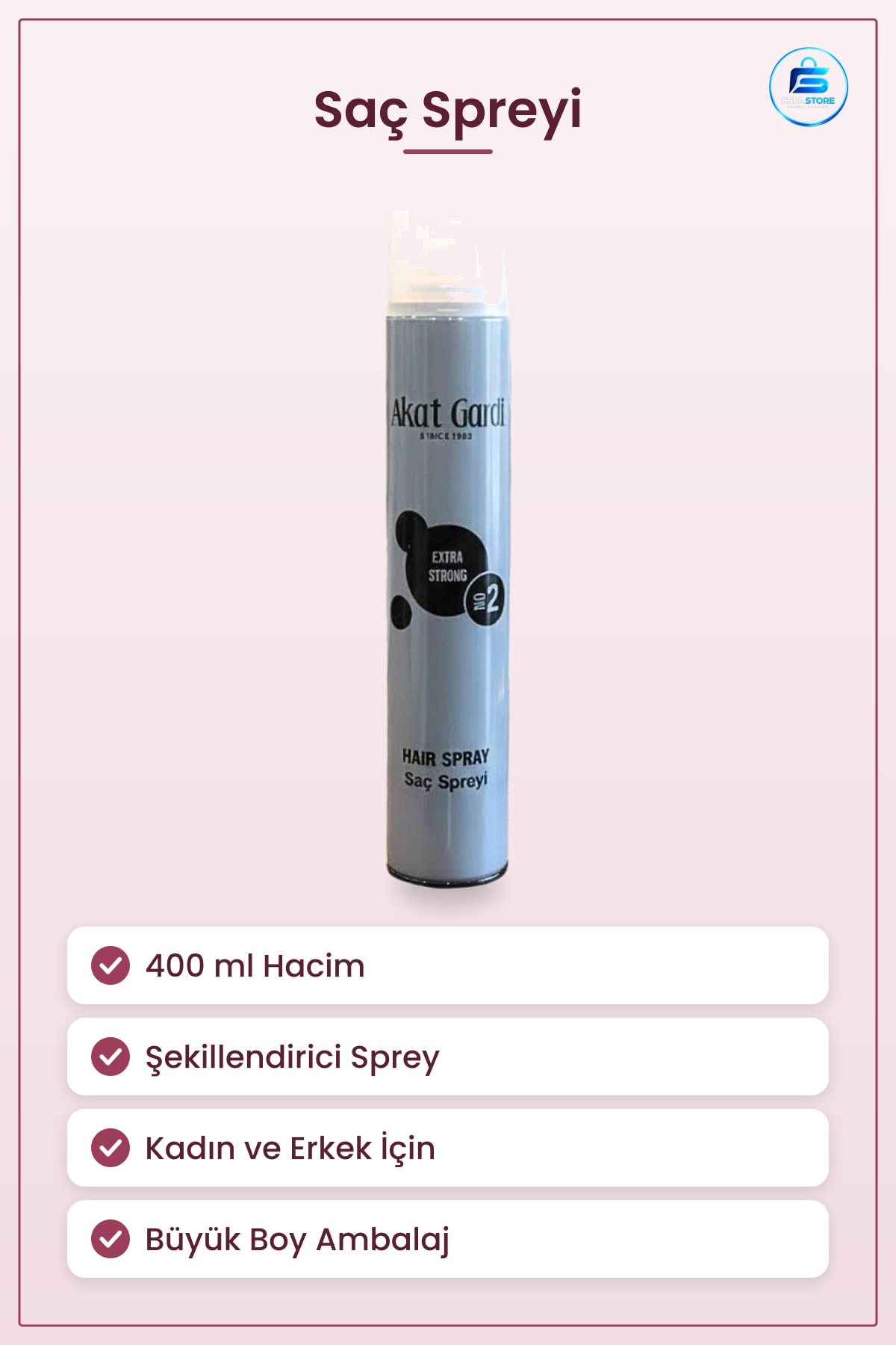 Saç Spreyi 400 ml Büyük Gri Şekillendirici Bakım Ürünü Kadın Erkek İçin Modelleme Kozmetik