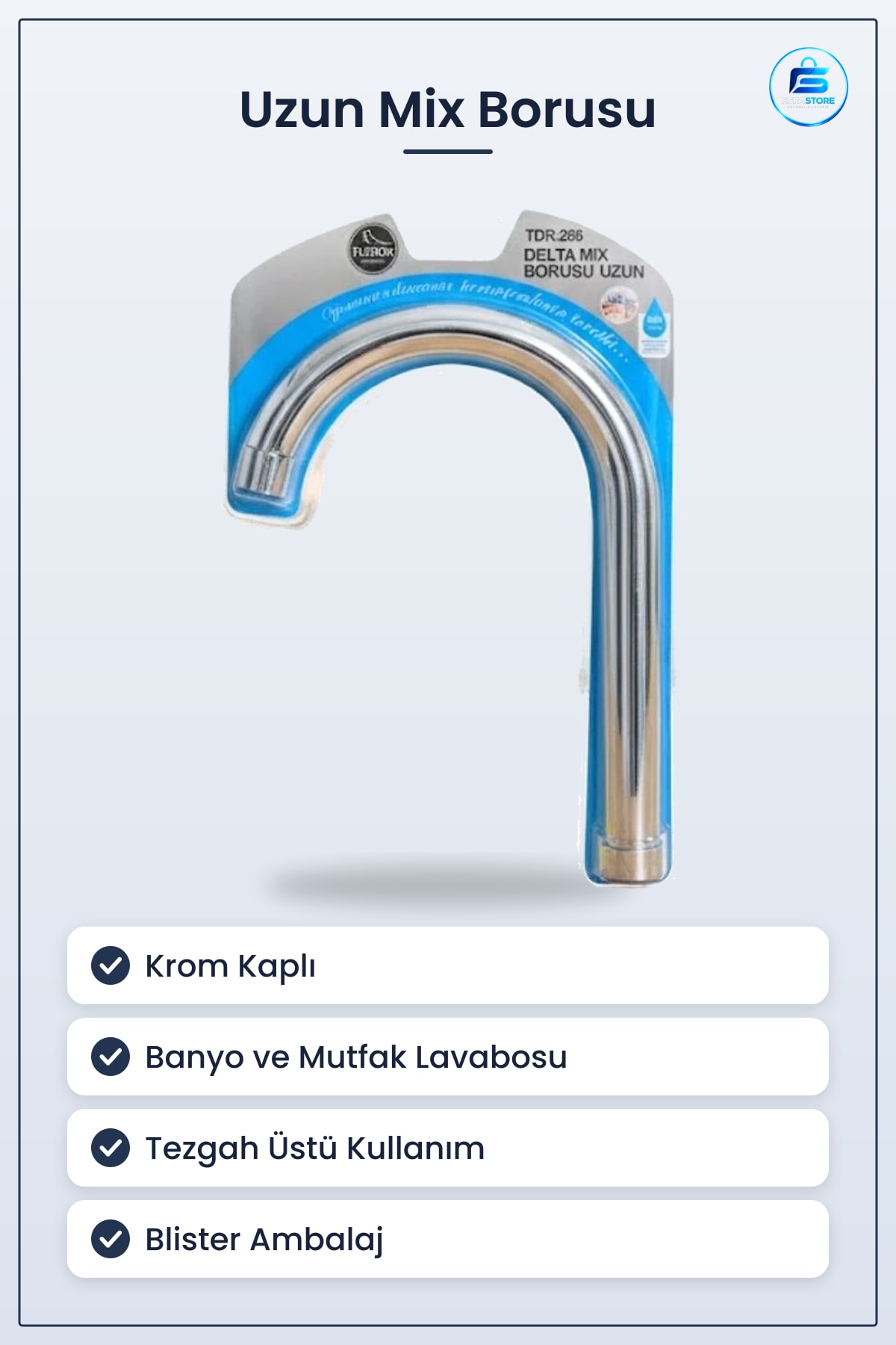 Delta Mix Borusu Uzun Krom Banyo Tesisatı Musluk Bağlantı Boru Mutfak Lavabo Armatür