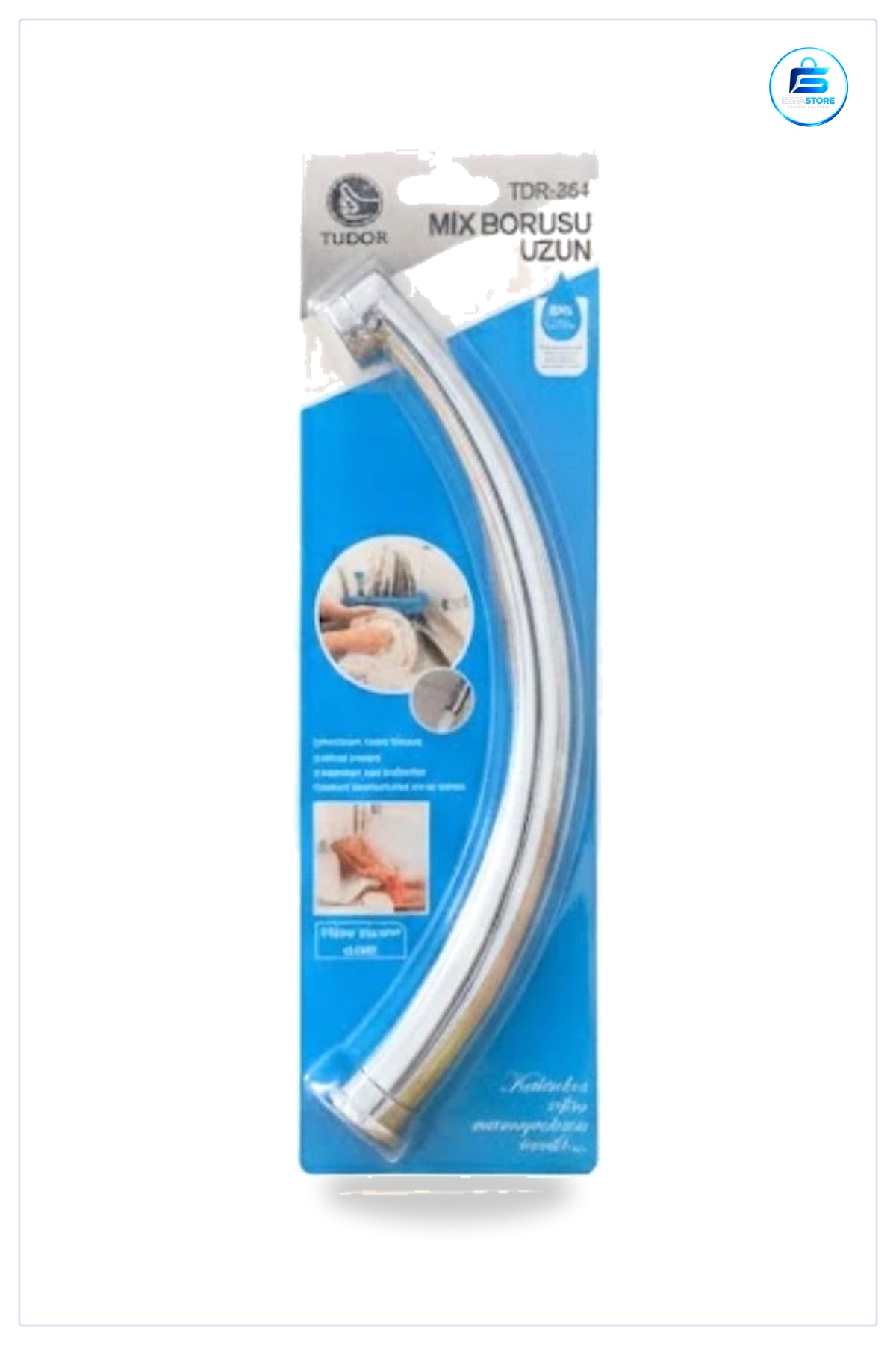Mix Borusu Uzun Banyo Tesisatı Lavabo Bağlantı Esnek Krom Blisterli Uzak Mesafe Kullanım