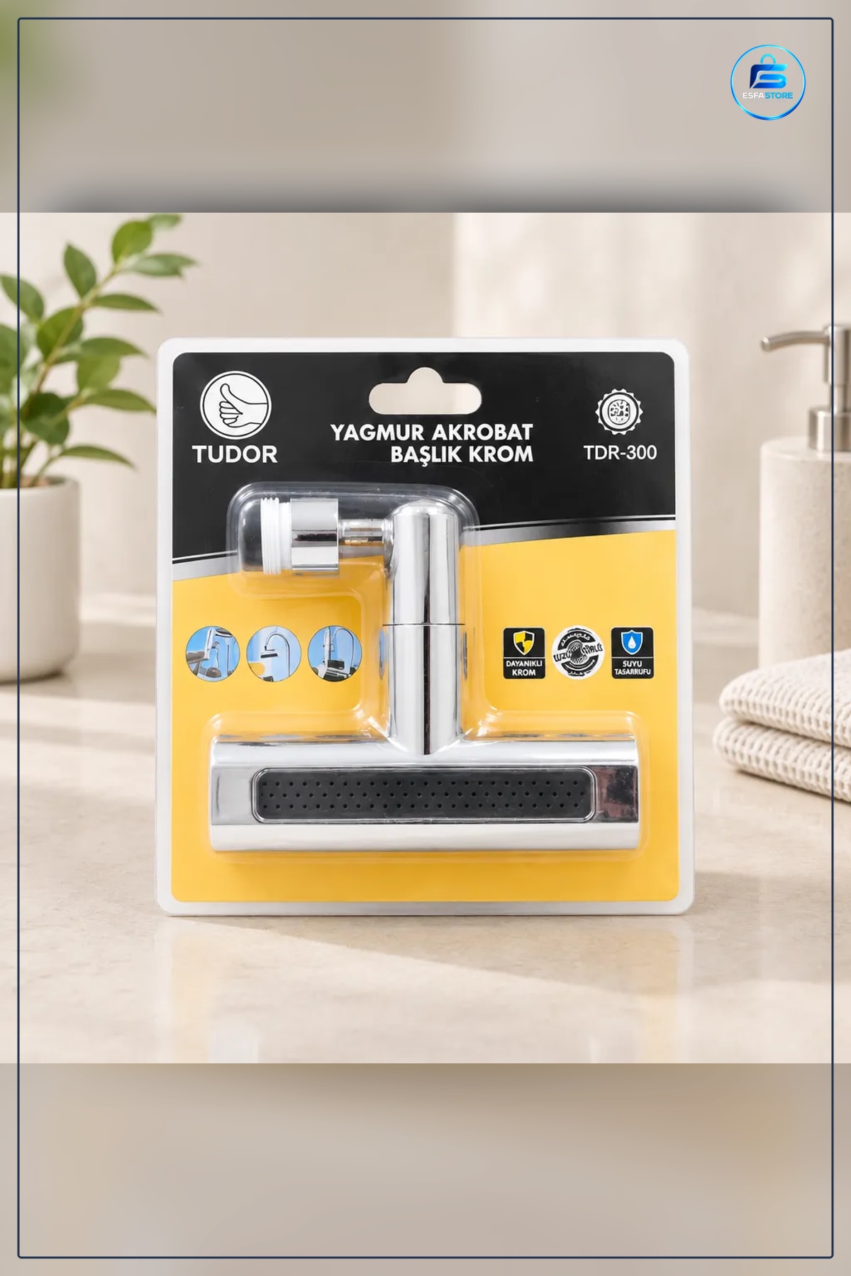 Krom Yağmur Akrobat Başlık Kubar Tasarım Banyo Duş Sistemi Döner Su Tasarruflu Konforlu Kullanım