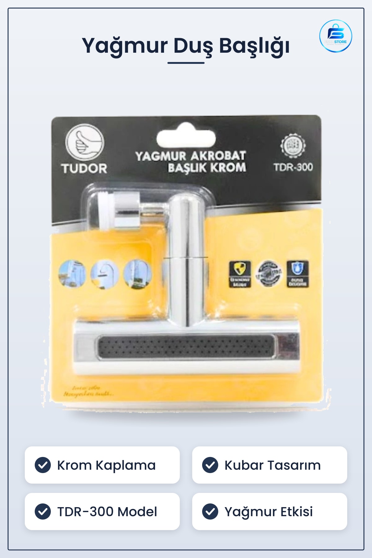 Krom Yağmur Akrobat Başlık Kubar Tasarım Banyo Duş Sistemi Döner Su Tasarruflu Konforlu Kullanım