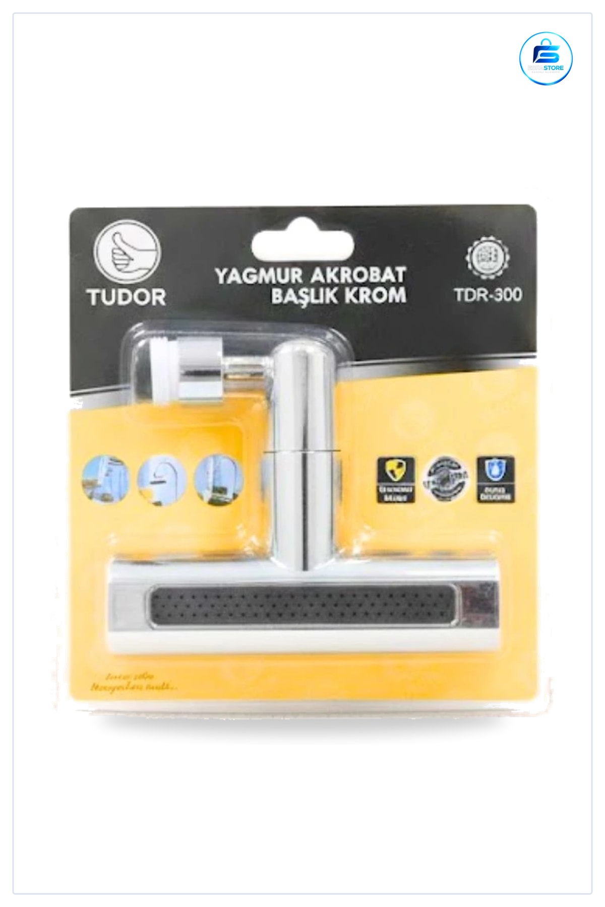 Krom Yağmur Akrobat Başlık Kubar Tasarım Banyo Duş Sistemi Döner Su Tasarruflu Konforlu Kullanım