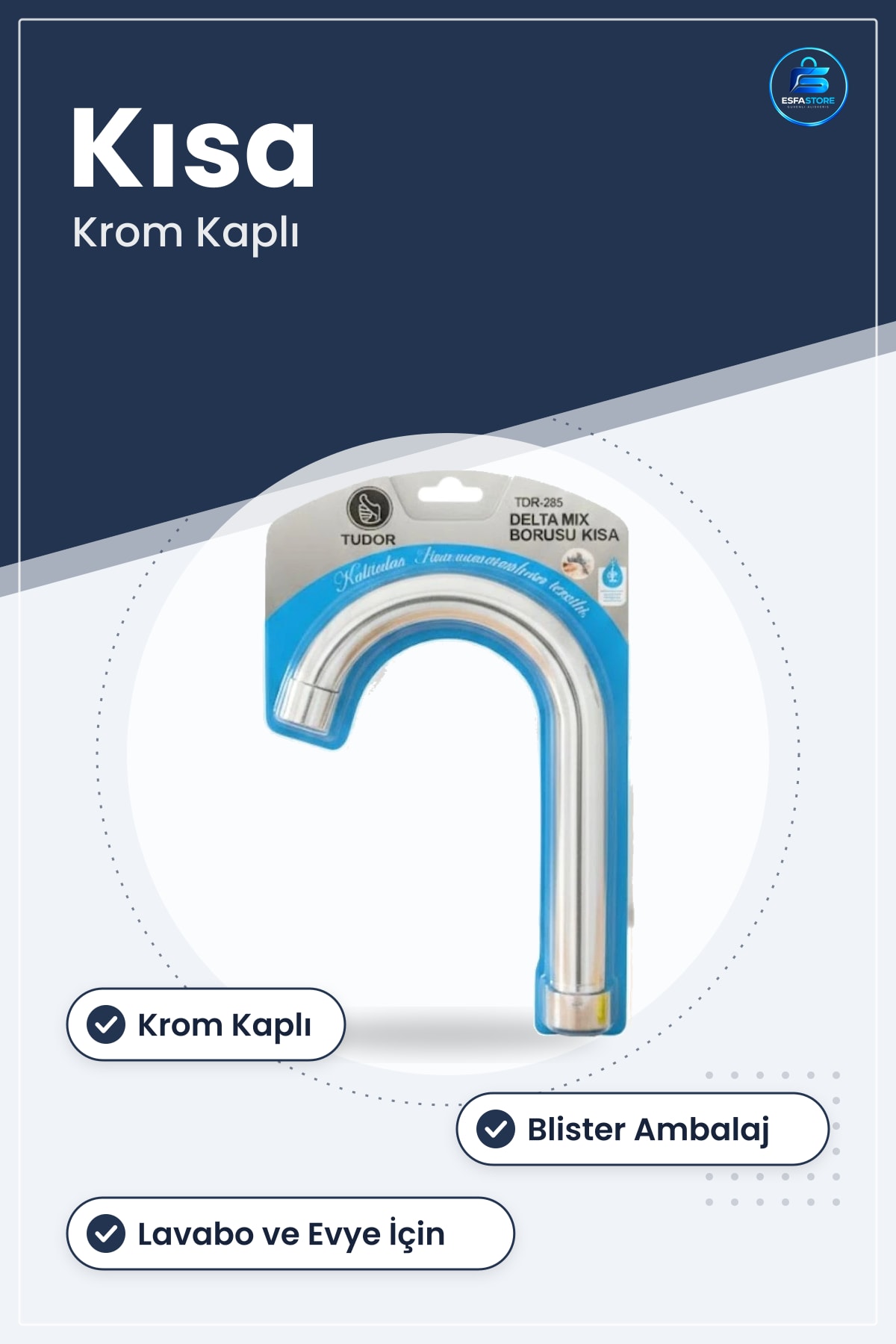 Kısa Delta Mix Boru Blisterli Banyo Tesisatı Musluk Bağlantı Lavabo Mutfak Armatür Krom