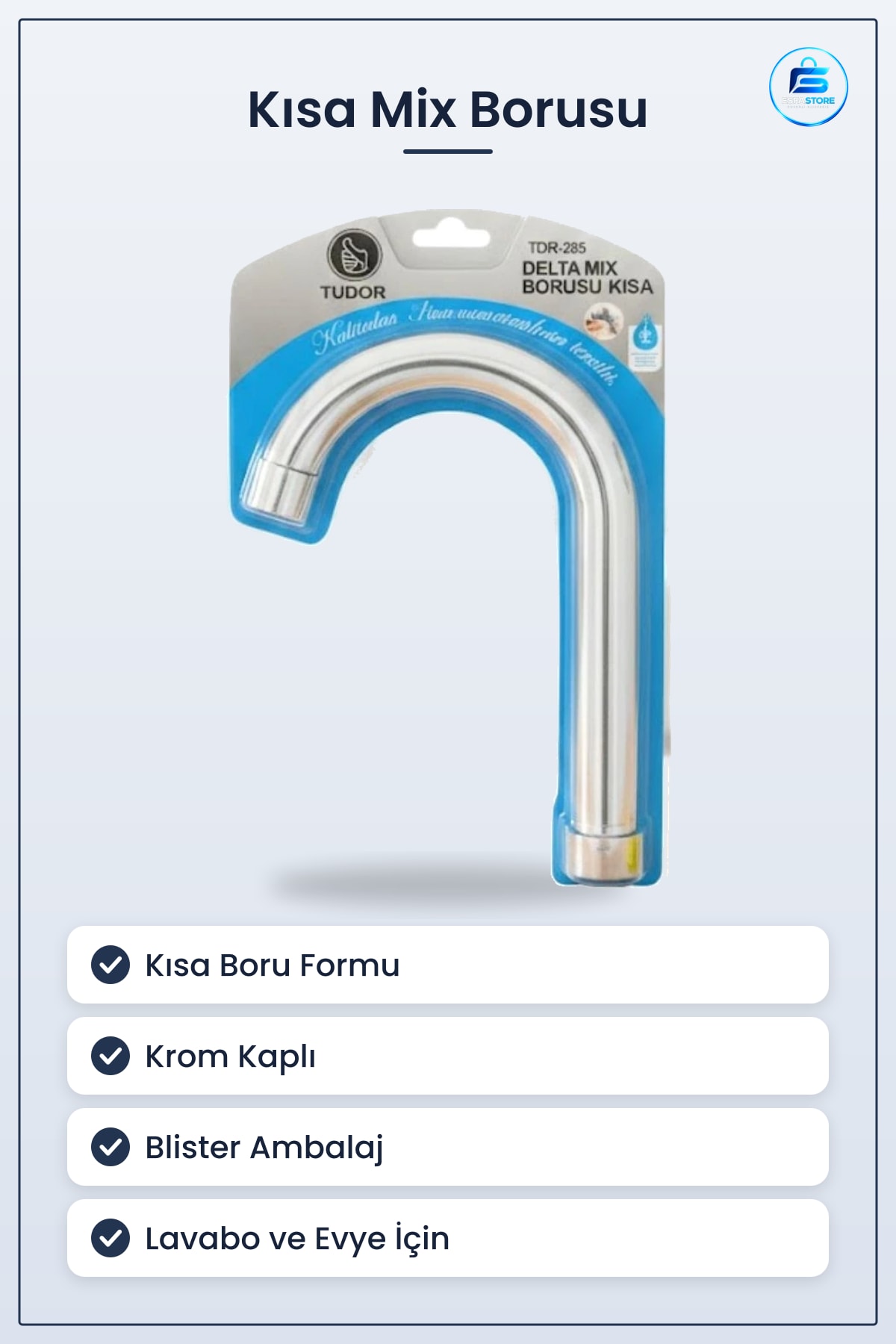 Kısa Delta Mix Boru Blisterli Banyo Tesisatı Musluk Bağlantı Lavabo Mutfak Armatür Krom