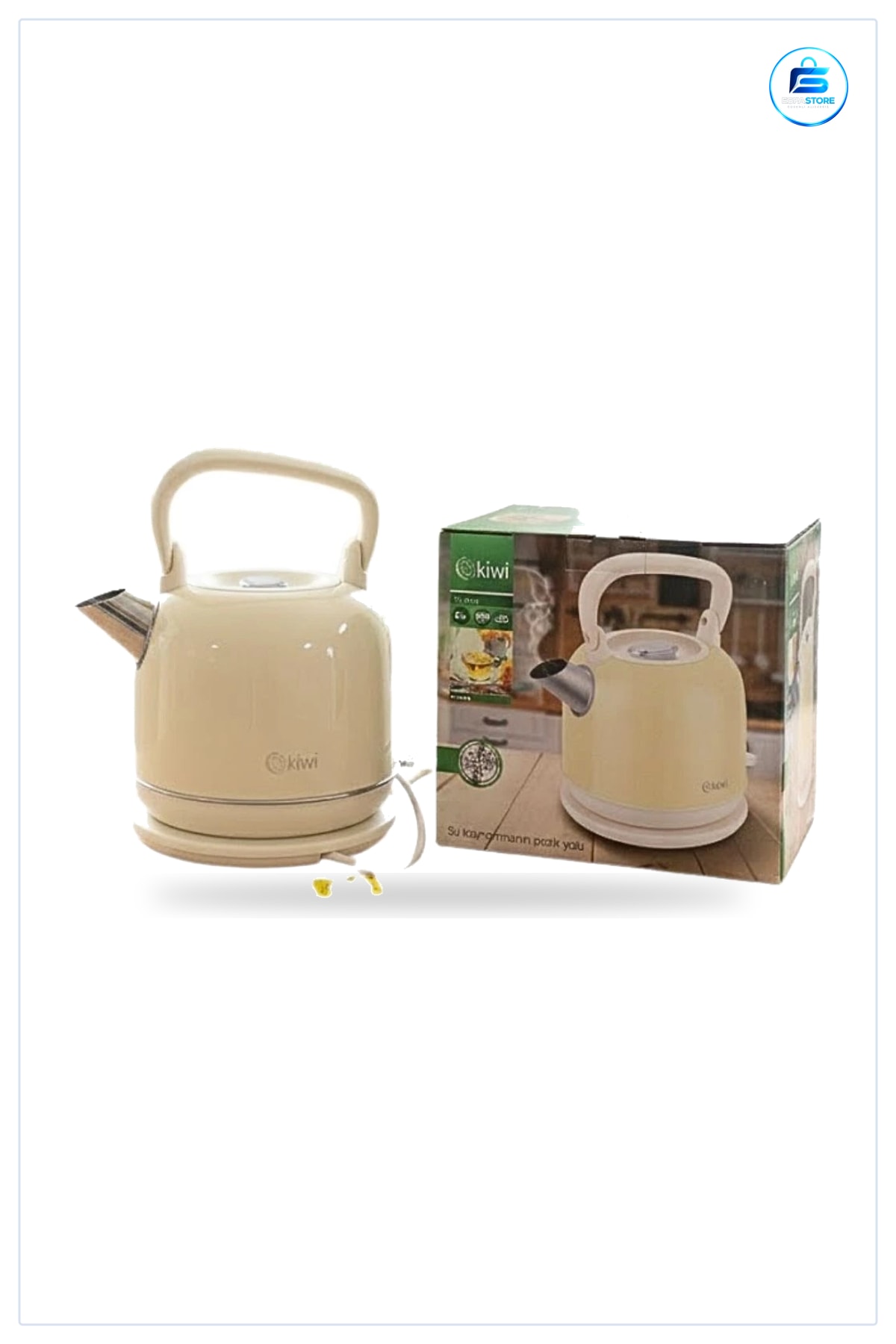Kettle Çaydanlık Tipi Su Isıtıcısı Elektrikli Krem Paslanmaz Çelik Ağızlı Çay Kahve Mutfak