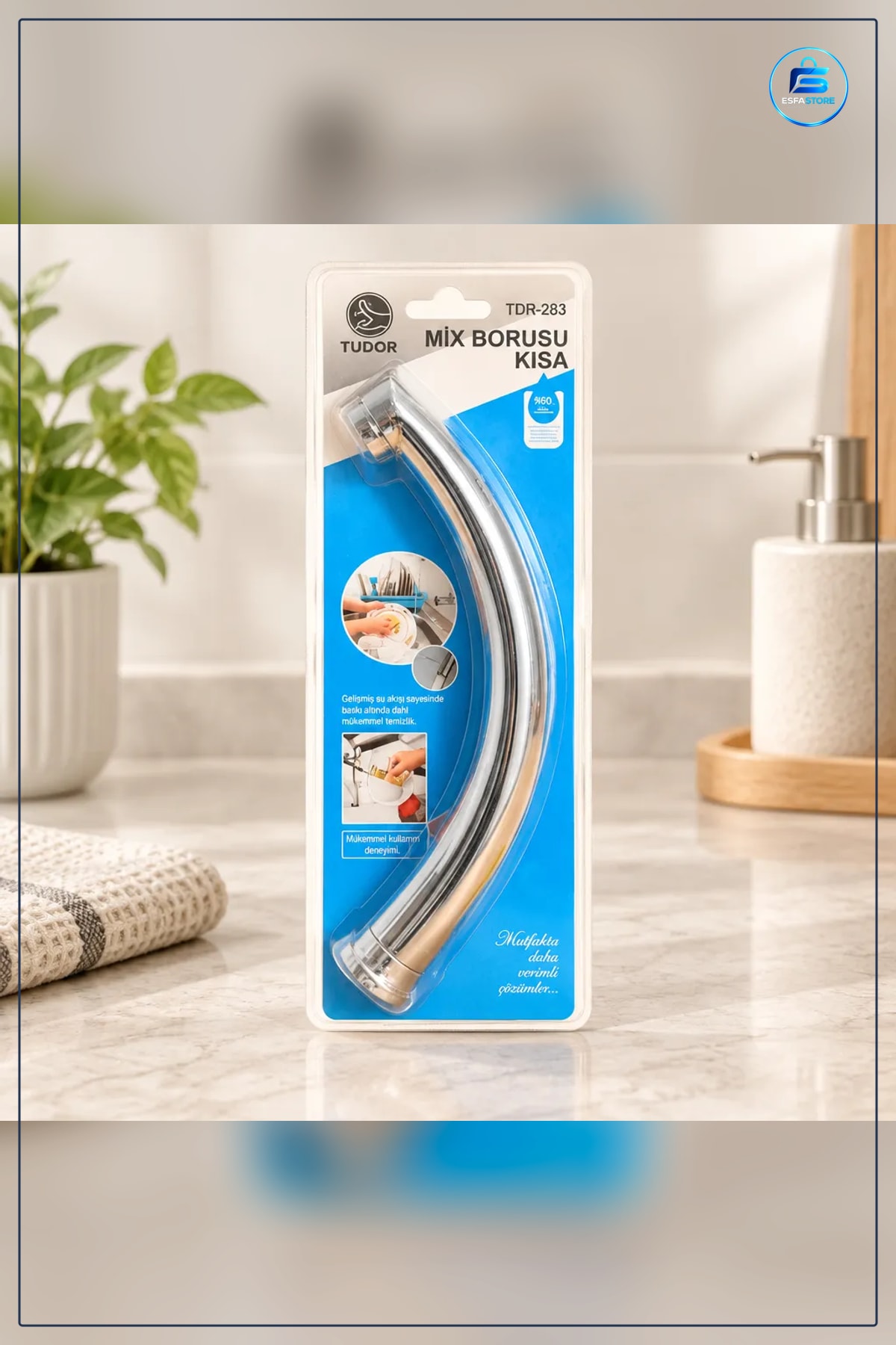 Kısa Mix Borusu Banyo Tesisatı Musluk Armatür Bağlantı Parçası Krom Mutfak Blisterli