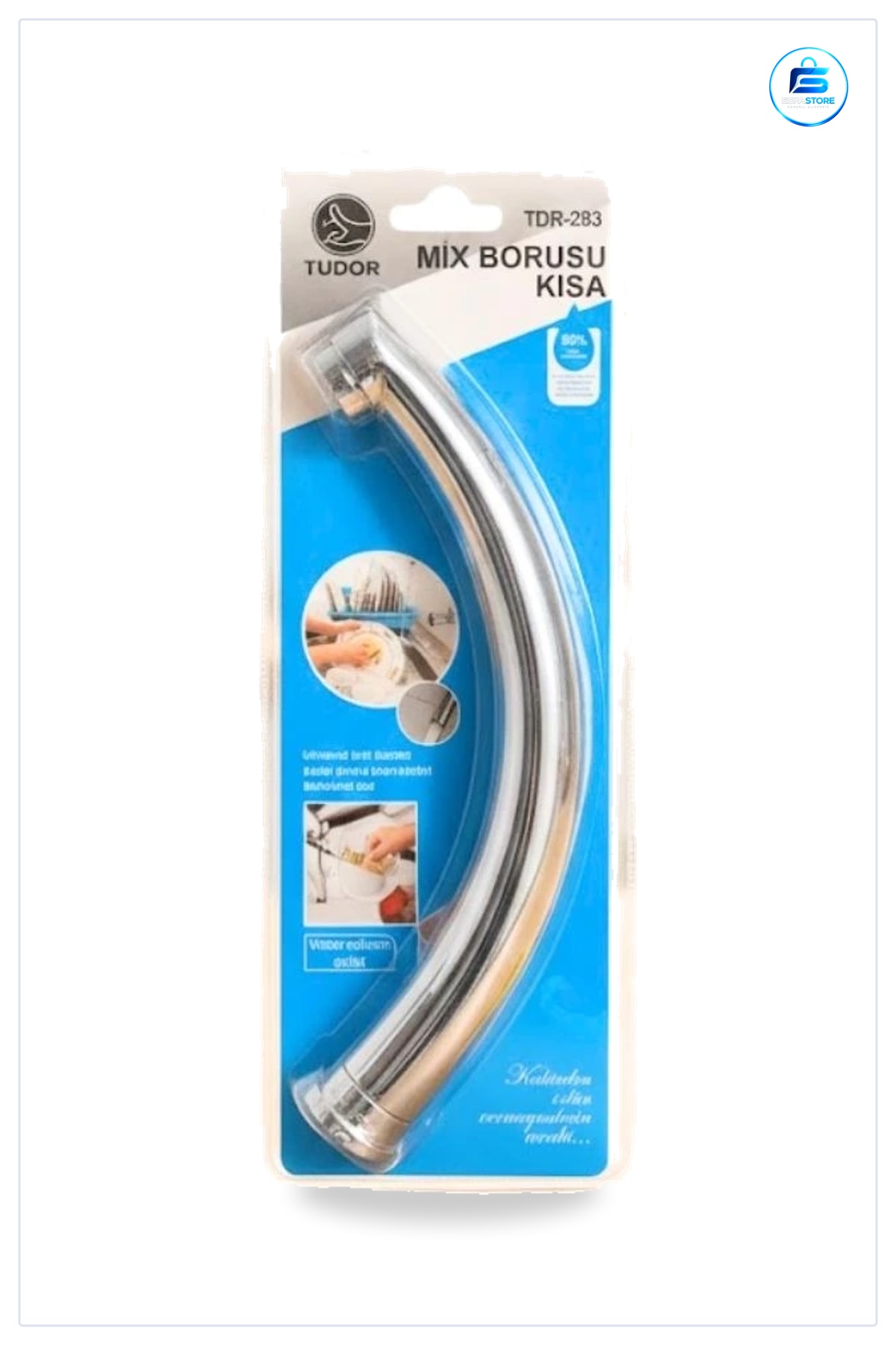Kısa Mix Borusu Banyo Tesisatı Musluk Armatür Bağlantı Parçası Krom Mutfak Blisterli