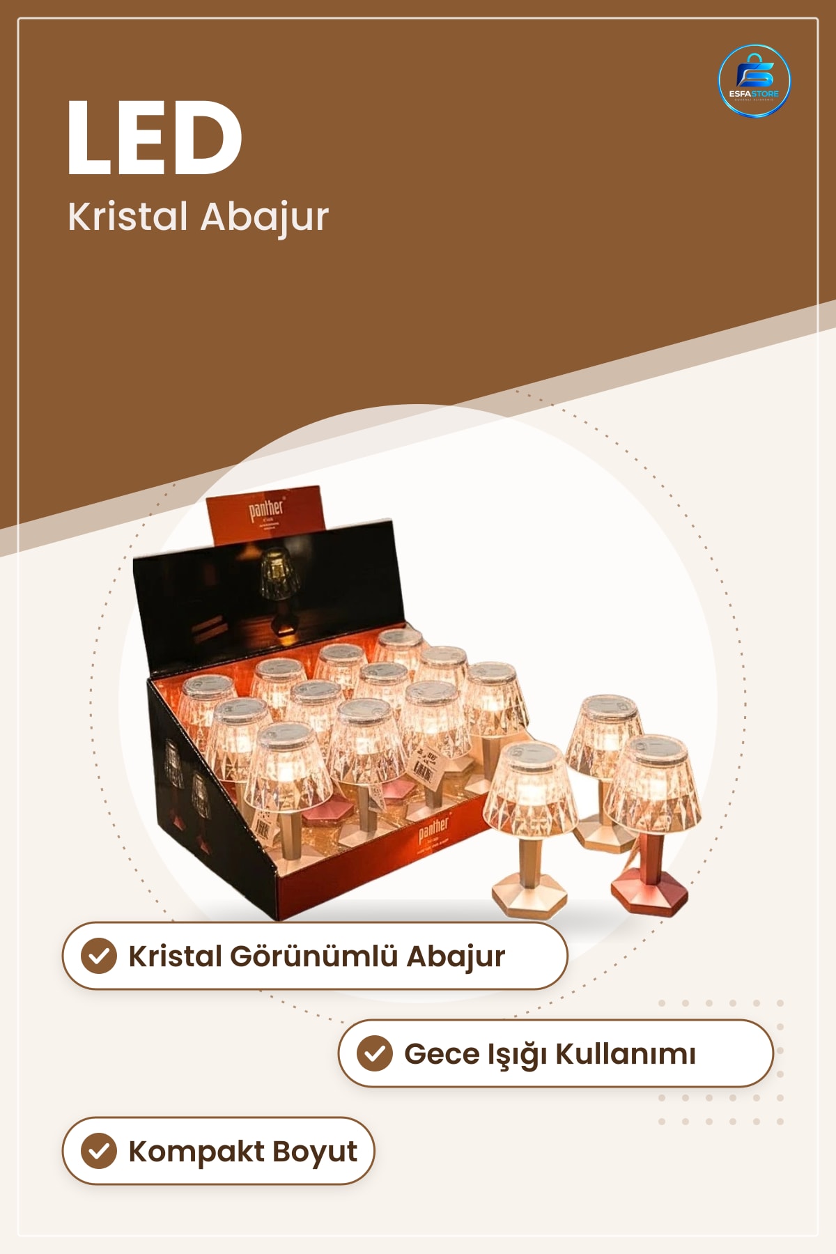 Mini LED Masa Lambası Kristal Görünümlü Dekoratif Gece Işığı Çalışma ve Okuma Aydınlatması