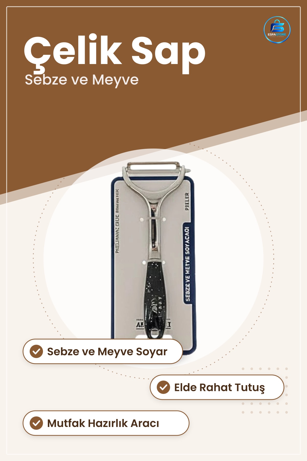 Soyacak Çelik Saplı Sebze ve Meyve Soyacağı Mutfak Yemek Hazırlık Aracı Pratik Kullanım Ev