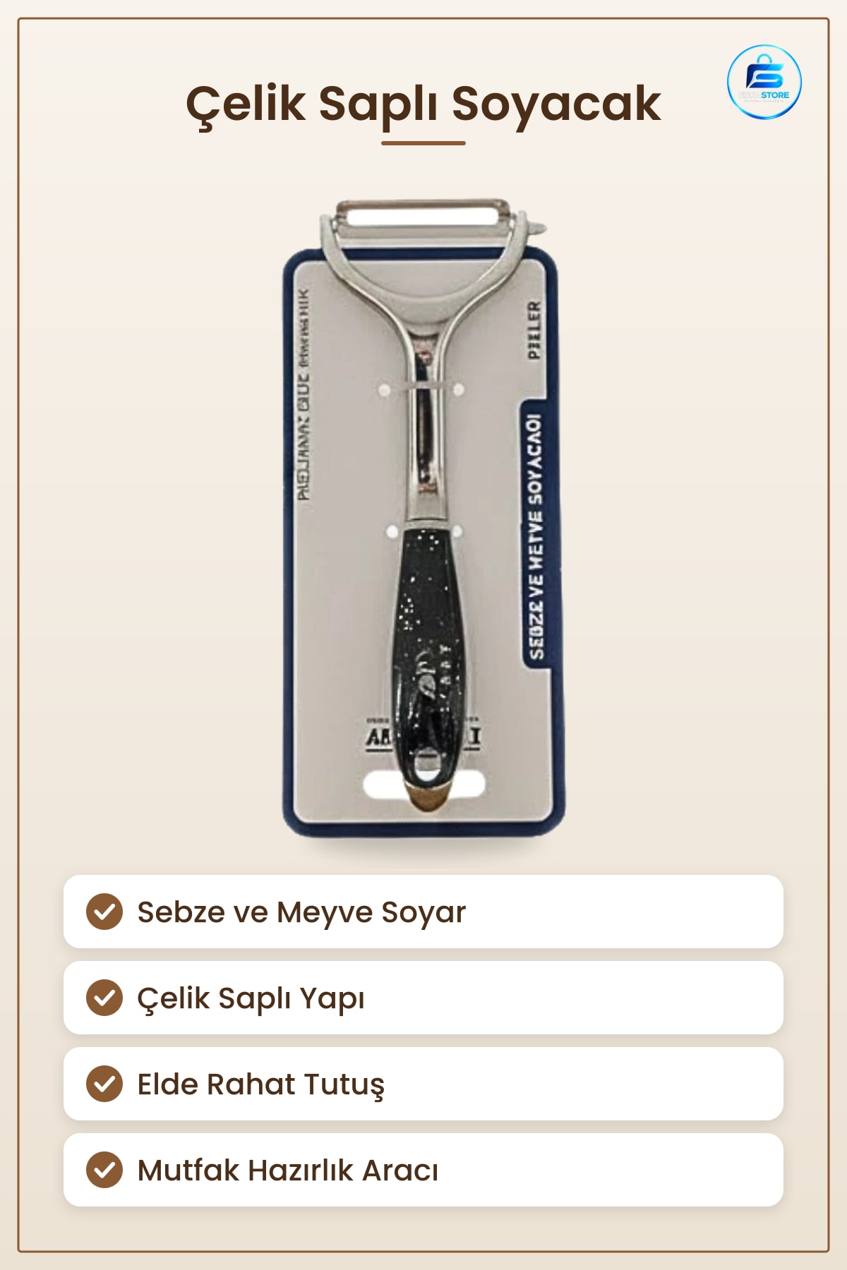 Soyacak Çelik Saplı Sebze ve Meyve Soyacağı Mutfak Yemek Hazırlık Aracı Pratik Kullanım Ev