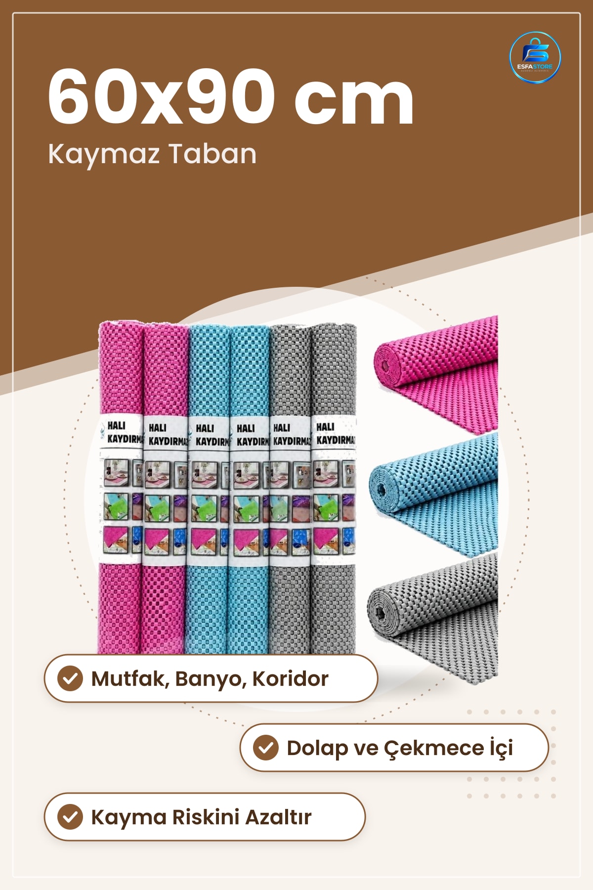 Kaydırmaz Halı Tutuşlu Kaymaz Taban Mutfak Banyo Koridor Dolap Çekmece Altlığı Kullanışlı