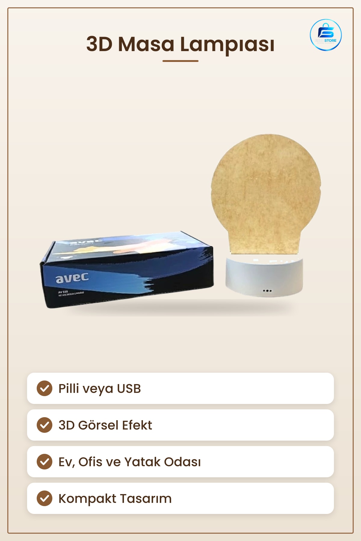 3D Masa Lambası Pilli USB Gece Işığı Dekoratif Aydınlatma Ev Ofis Yatak Odası Pratik Kullanım