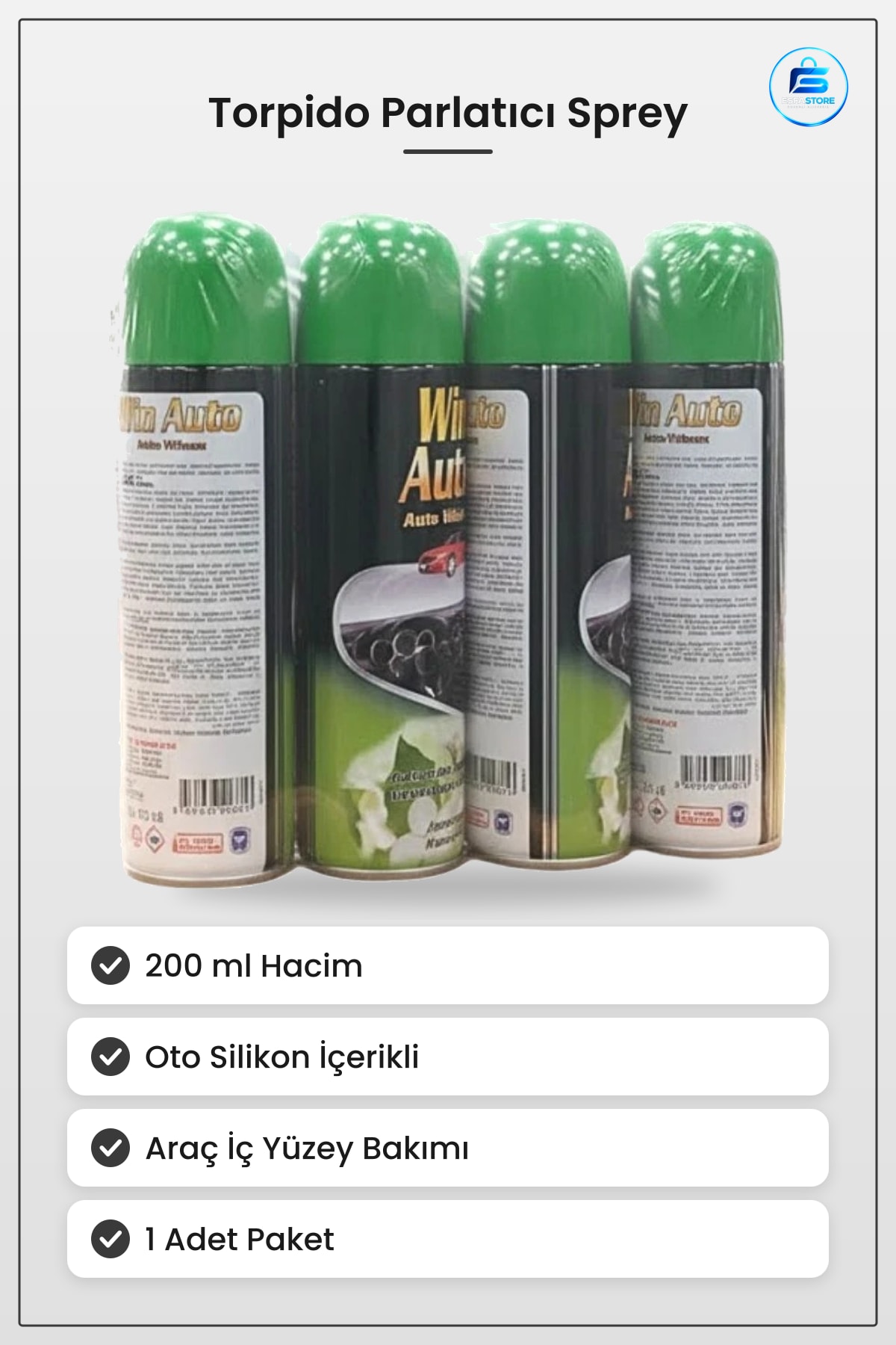 Torpido Parlatıcı Pasta Cila 200 ml 1 Adet Oto Silikon İçerikli Araç İç Yüzey Bakım Spreyi