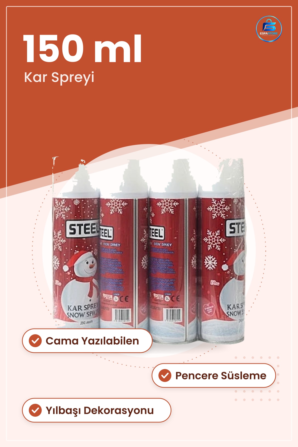 Kar Spreyi 150 ml Cama Yazılabilen Yılbaşı Pencere Süsleme Sprey Dekorasyon Ürünü