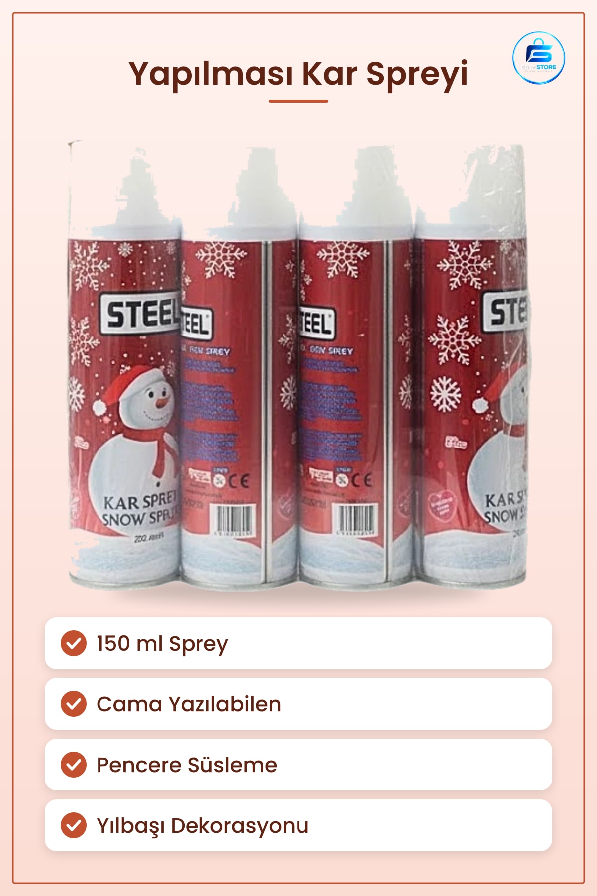 Kar Spreyi 150 ml Cama Yazılabilen Yılbaşı Pencere Süsleme Sprey Dekorasyon Ürünü