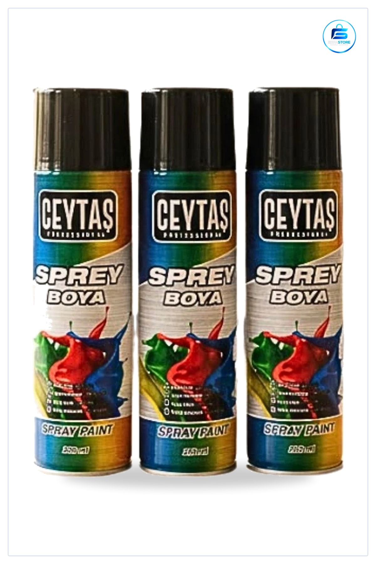 Siyah Sprey Boya 200 ml Metal ve Ahşap Yüzeyler İçin Tadilat Boyası Mutfak Banyo Hırdavat