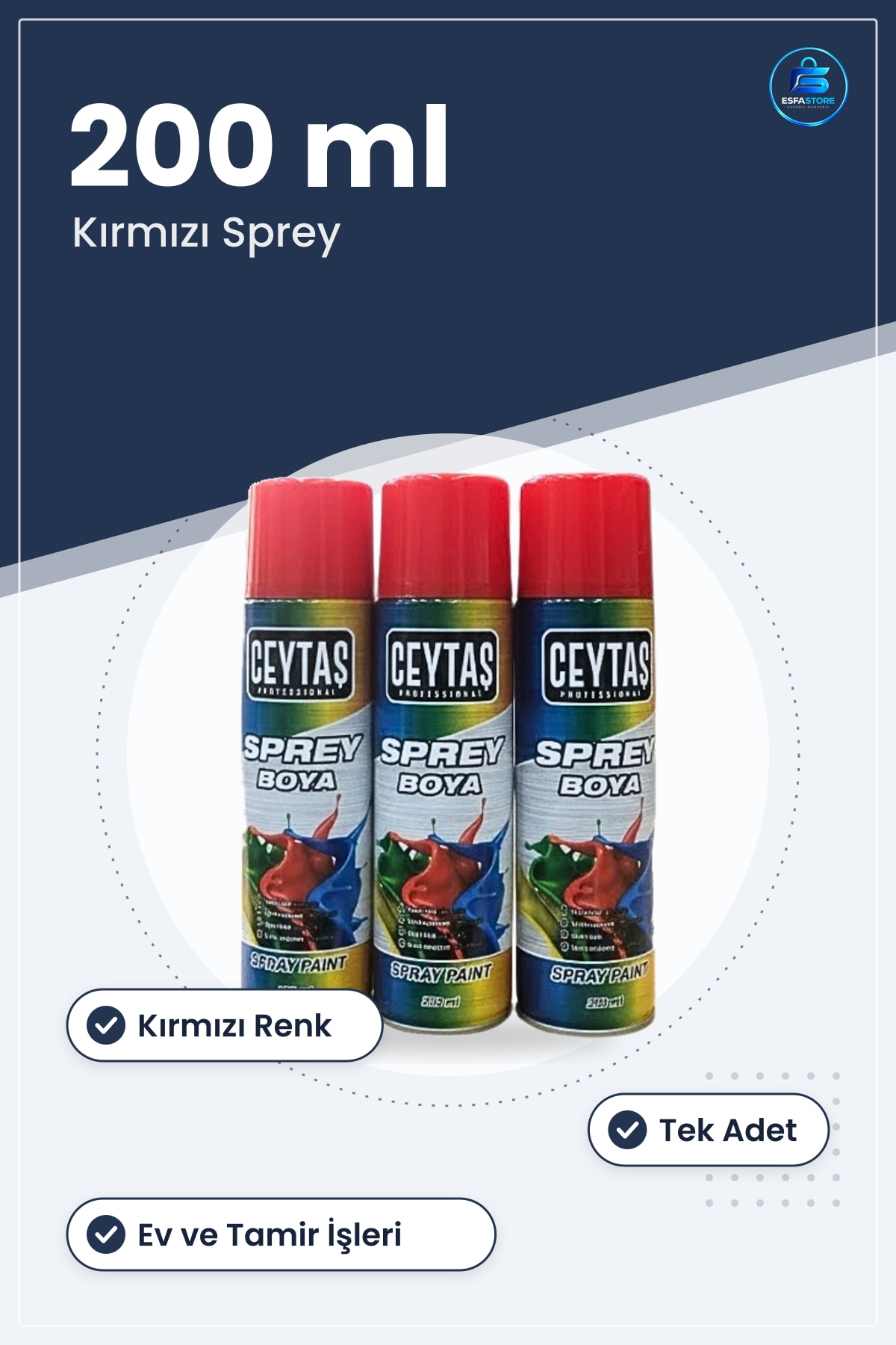 Kırmızı Sprey Boya 200 ml Tek Adet Ev ve Tamir İşleri İçin Renkli Boyalar Hƒ±rdavat