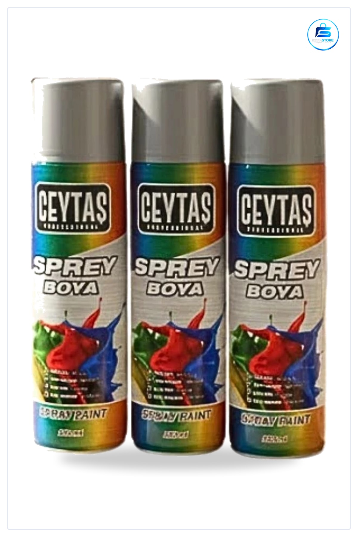 Sprey Boya Gri 200 ml 1 Adet Pratik Püskürtme Formu Kolay Uygulama Hırdavat Tamirat İşleri
