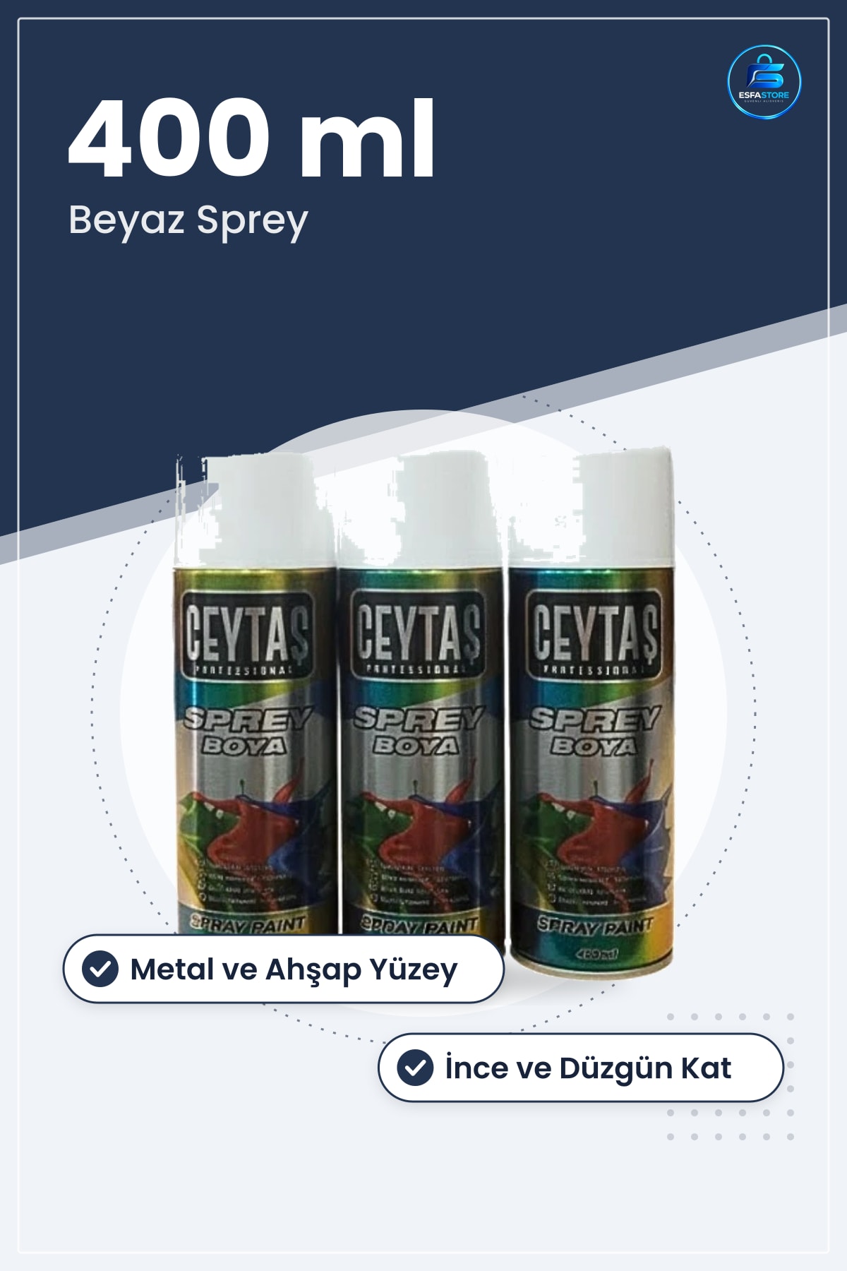 Sprey Boya Beyaz 400 ml 1 Adet Metal Yüzey Ahşap Duvar Mobilya Hobi Boyama İşleri