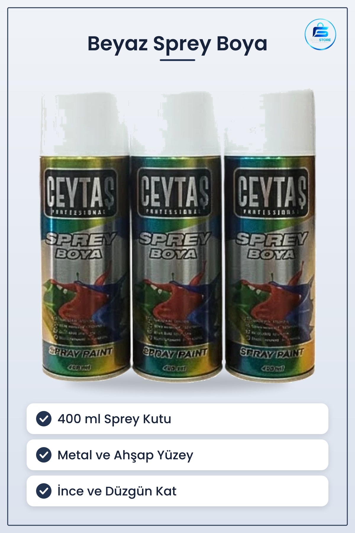 Sprey Boya Beyaz 400 ml 1 Adet Metal Yüzey Ahşap Duvar Mobilya Hobi Boyama İşleri