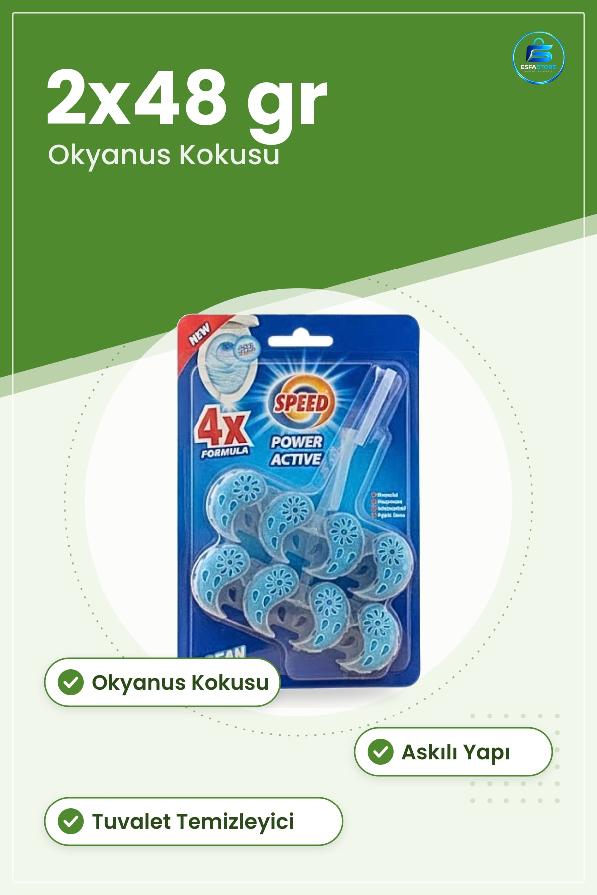 Okyanus Kokulu WC Blok 2x48 gr Tuvalet Temizleyici Banyo İçin Ferah Koku Sağlayan Ürün