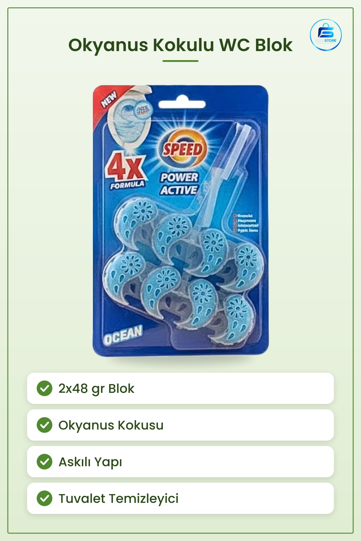 Okyanus Kokulu WC Blok 2x48 gr Tuvalet Temizleyici Banyo İçin Ferah Koku Sağlayan Ürün